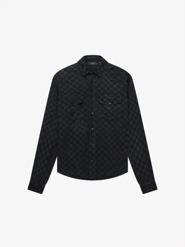 LASER CHECK SHIRT - ANTIQUE BLACK made by AMIRI