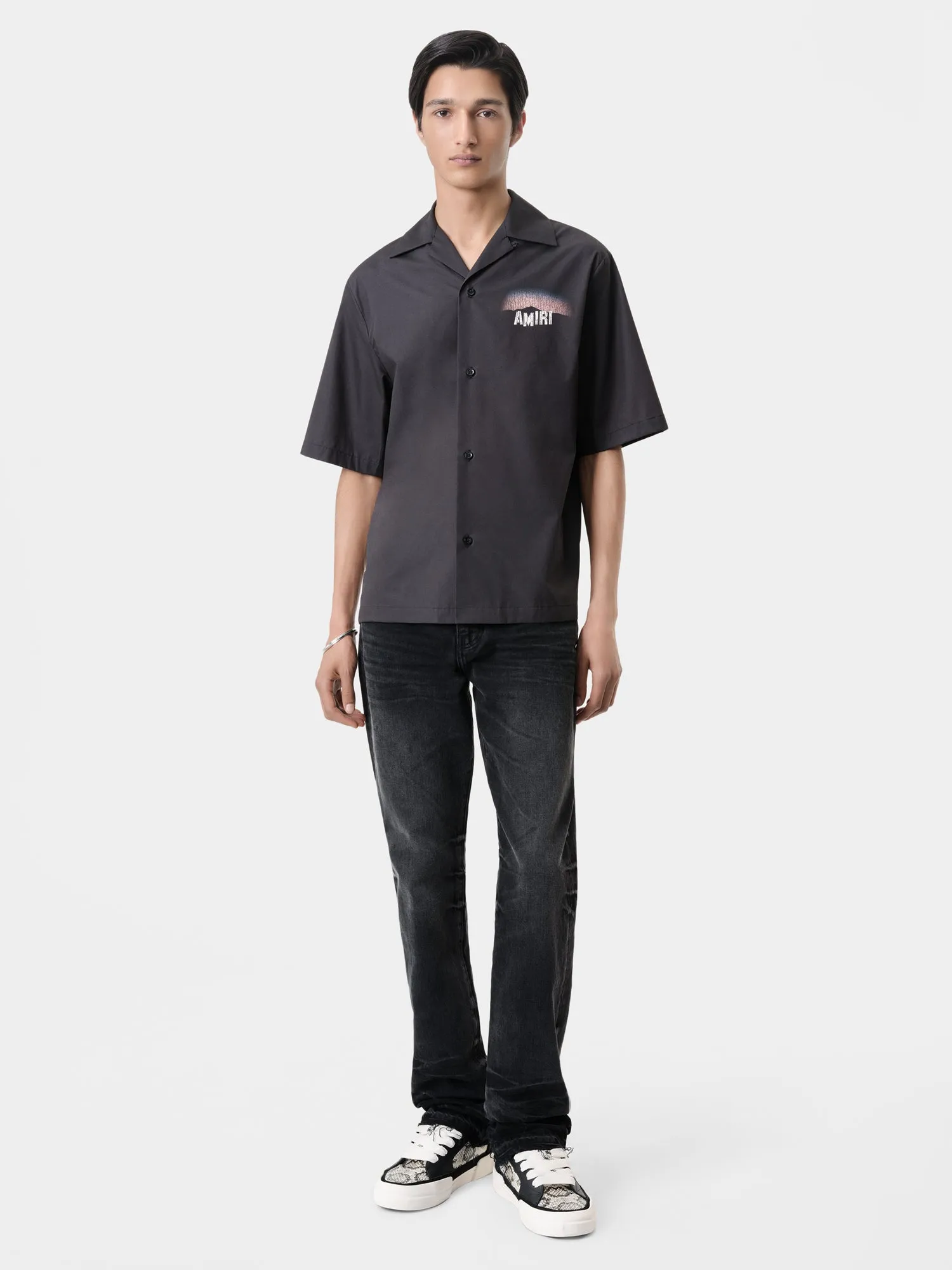 HOLLYWOOD LIGHTS CAMP SHIRT - Black sold by AMIRI