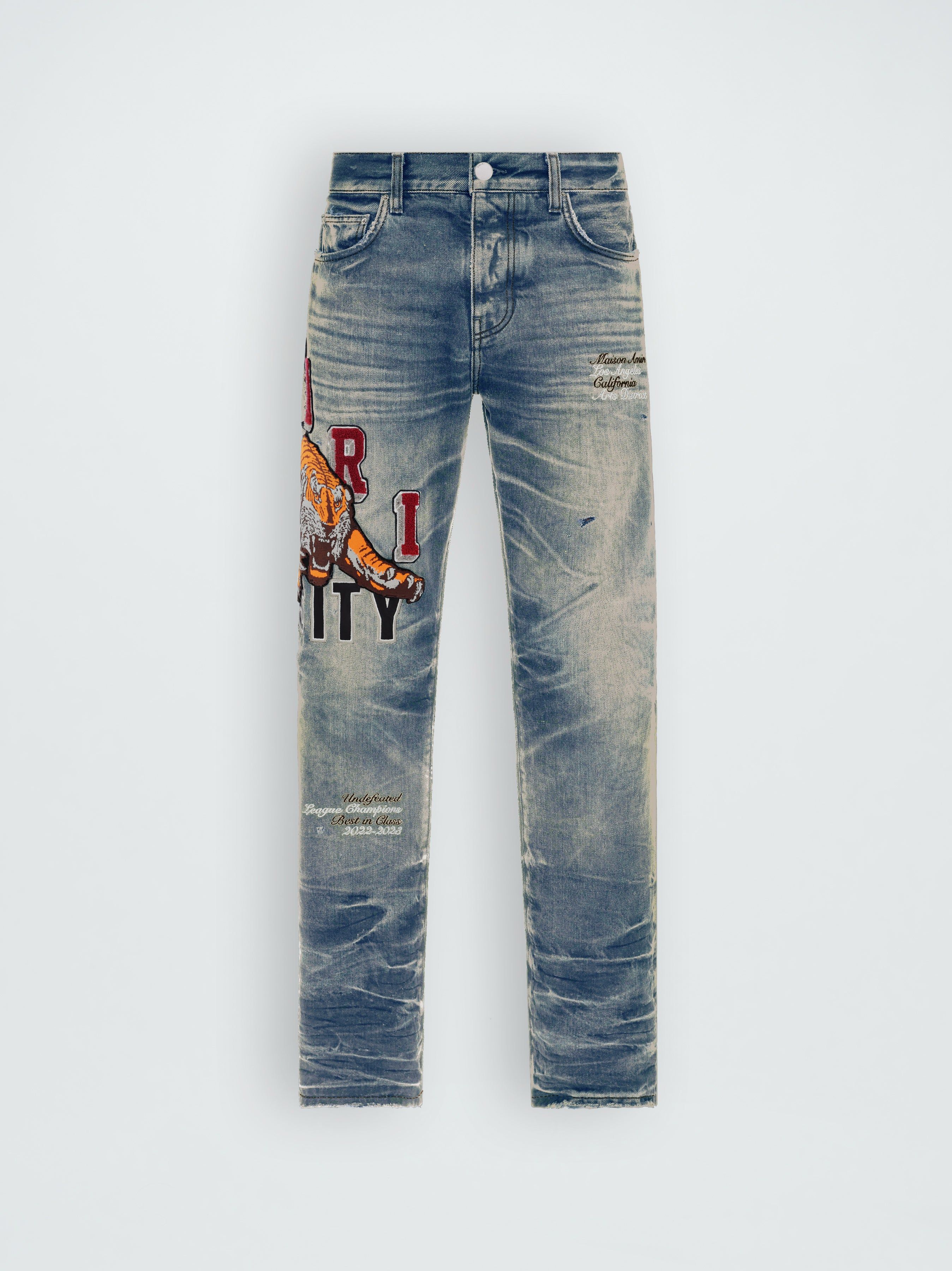 VARSITY TIGER STRAIGHT JEAN - VINTAGE INDIGO sold by AMIRI