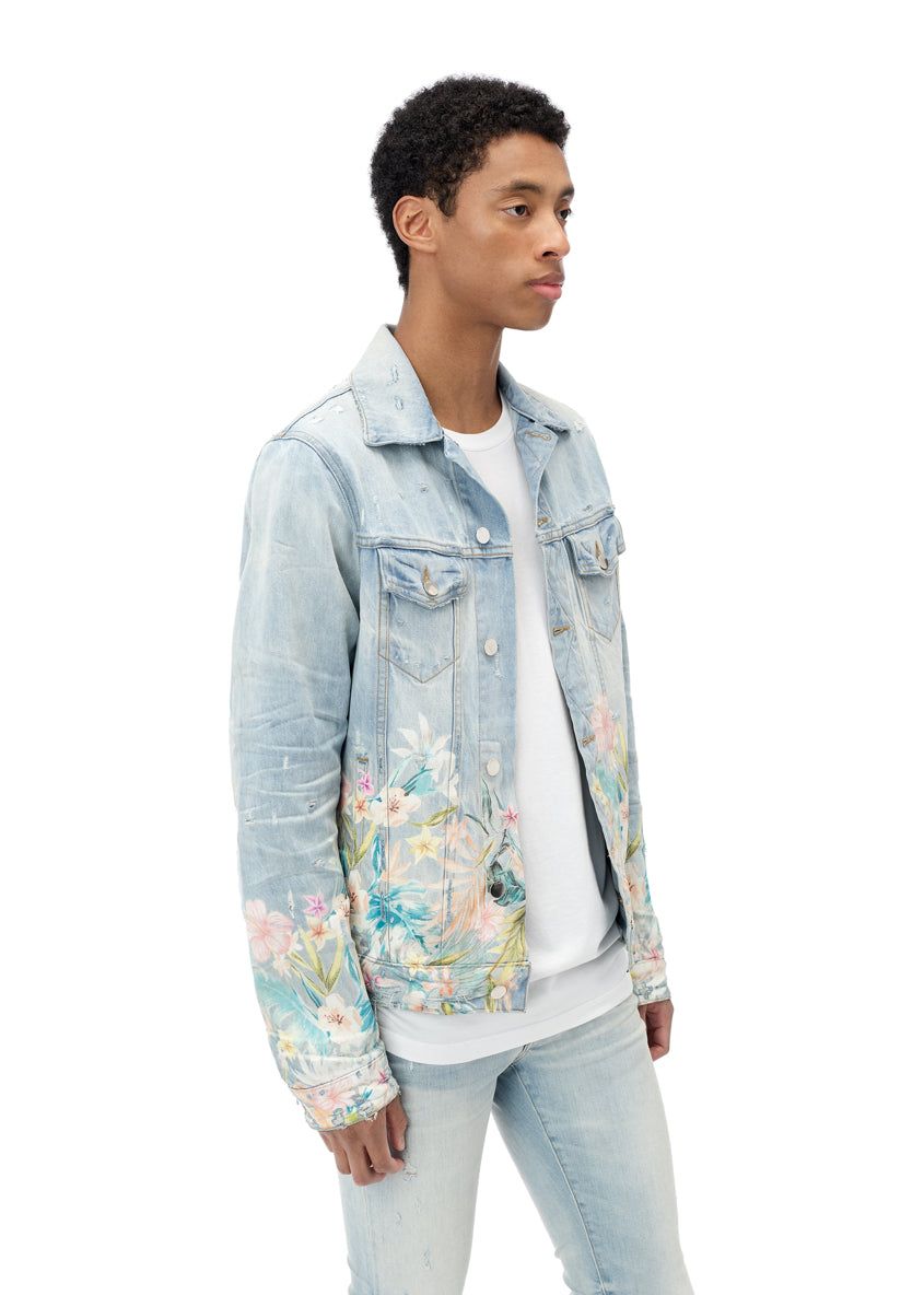 Floral Leaf Trucker Jacket - Light Indigo sold by AMIRI product image thumbnail 5