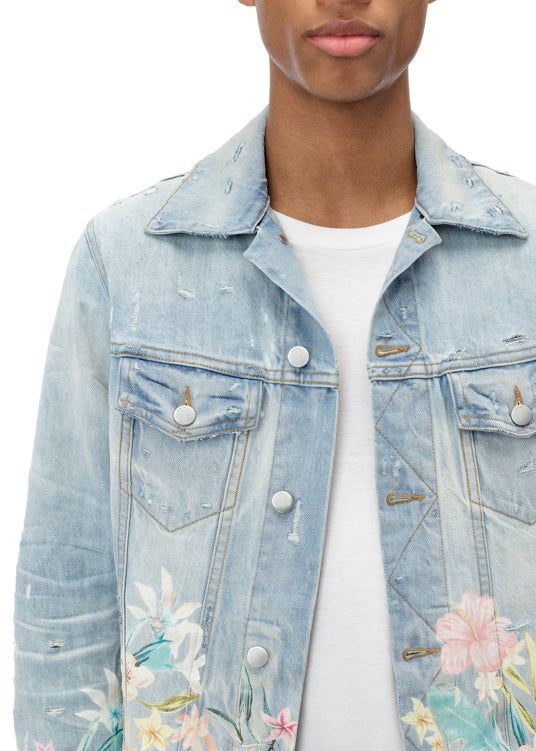 Floral Leaf Trucker Jacket - Light Indigo sold by AMIRI product image thumbnail 2