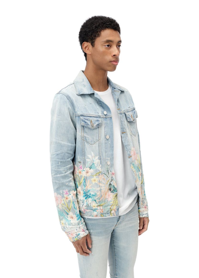 Floral Leaf Trucker Jacket - Light Indigo sold by AMIRI product image thumbnail 4