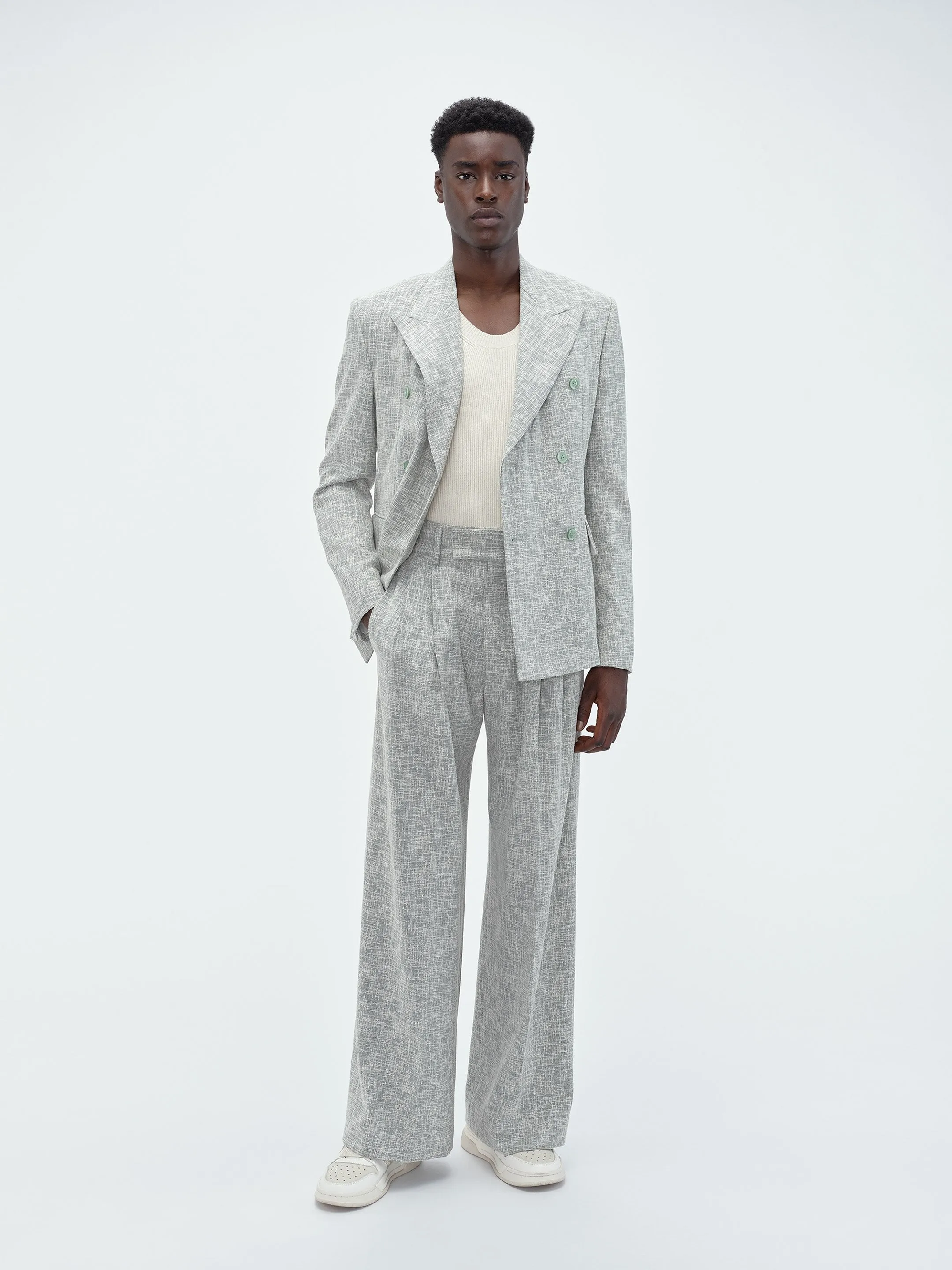 CROSSHATCH DOUBLE PLEATED PANT - Seacrest sold by AMIRI product image thumbnail 3