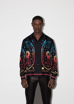 AMIRI FORTUNE LONG SLEEVE BOWLING SHIRT - BLACK sold by AMIRI