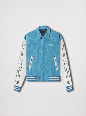 CORDUROY BONES VARSITY JACKET - CAROLINA BLUE sold by AMIRI