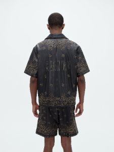 LEATHER BANDANA SHIRT - BLACK sold by AMIRI