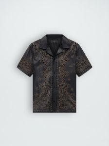 LEATHER BANDANA SHIRT - BLACK sold by AMIRI