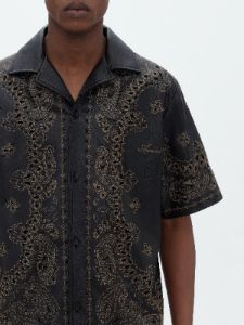 LEATHER BANDANA SHIRT - BLACK sold by AMIRI