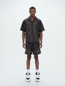 LEATHER BANDANA SHIRT - BLACK sold by AMIRI