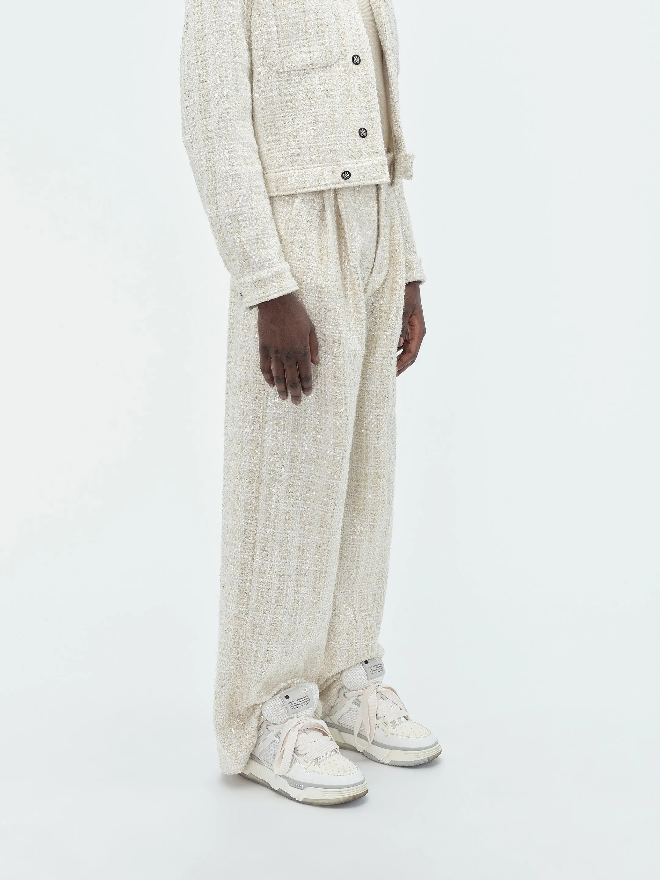 SEQUIN BOUCLE DOUBLE PLEATED PANT - Alabaster sold by AMIRI product image thumbnail 4