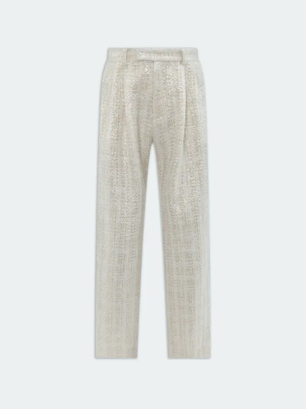 SEQUIN BOUCLE DOUBLE PLEATED PANT - Alabaster made by AMIRI