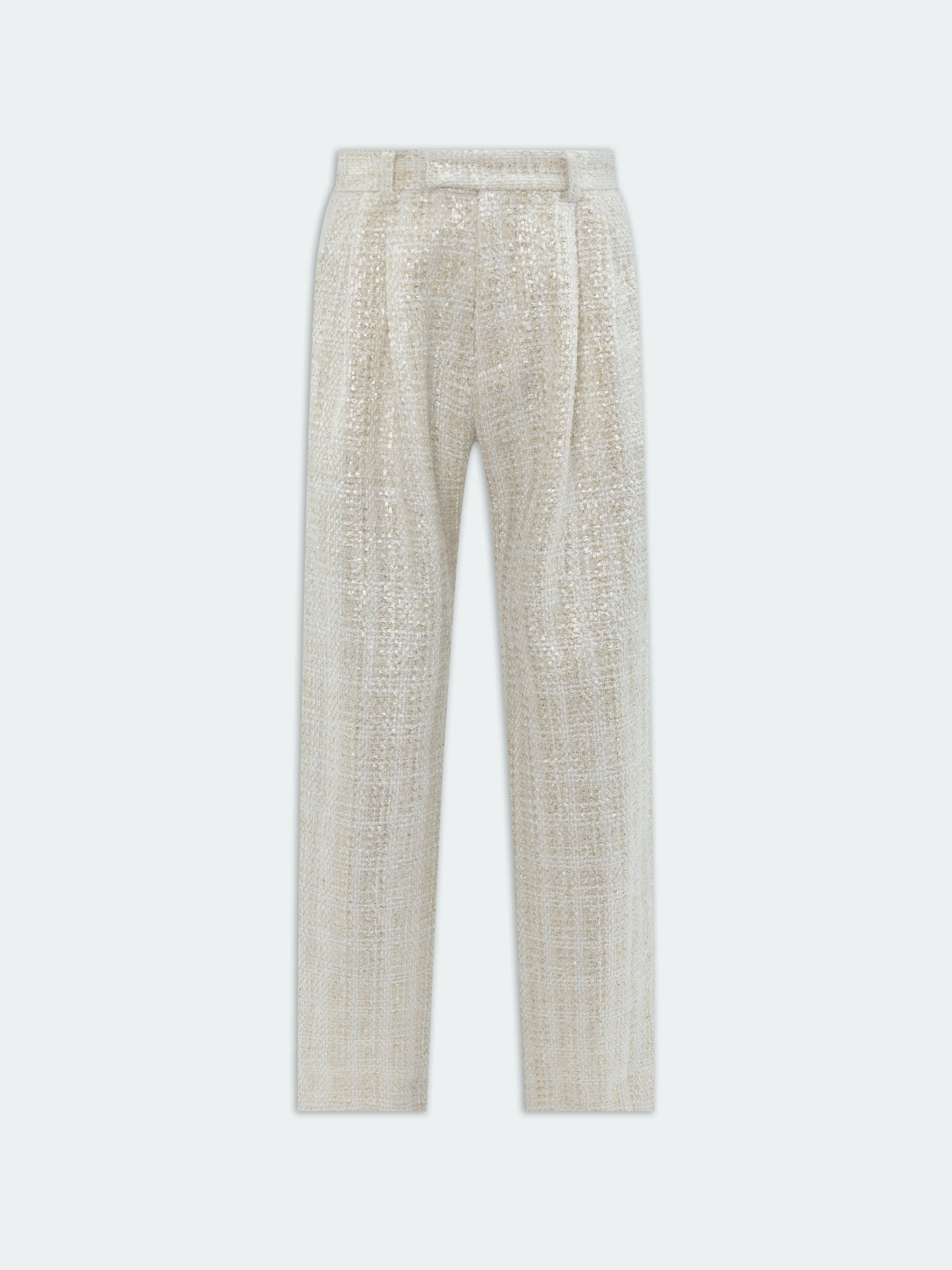 SEQUIN BOUCLE DOUBLE PLEATED PANT - Alabaster sold by AMIRI