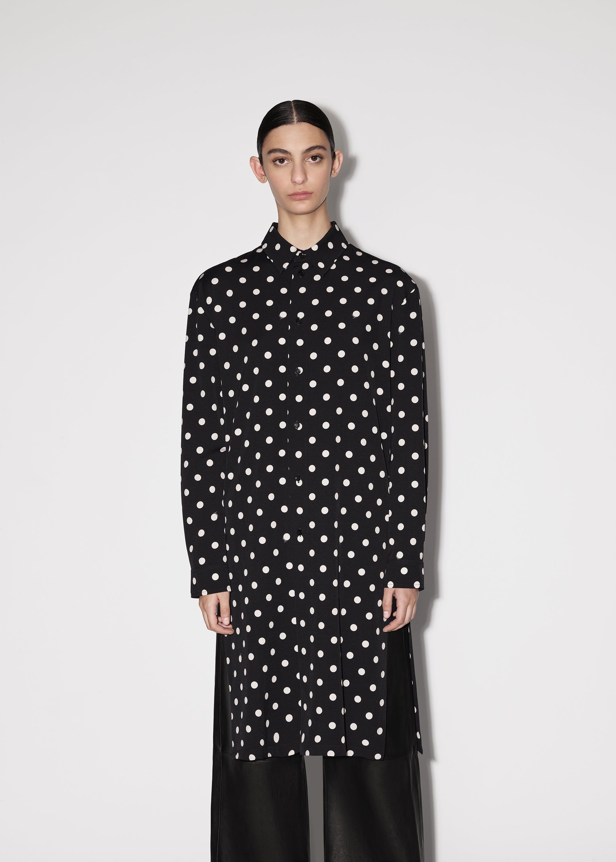 WOMEN - POLKA DOT NIGHTSHIRT W/ SLIT - BLACK sold by AMIRI product image thumbnail 3