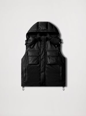 HOODED LEATHER DOWN GILET - BLACK made by AMIRI