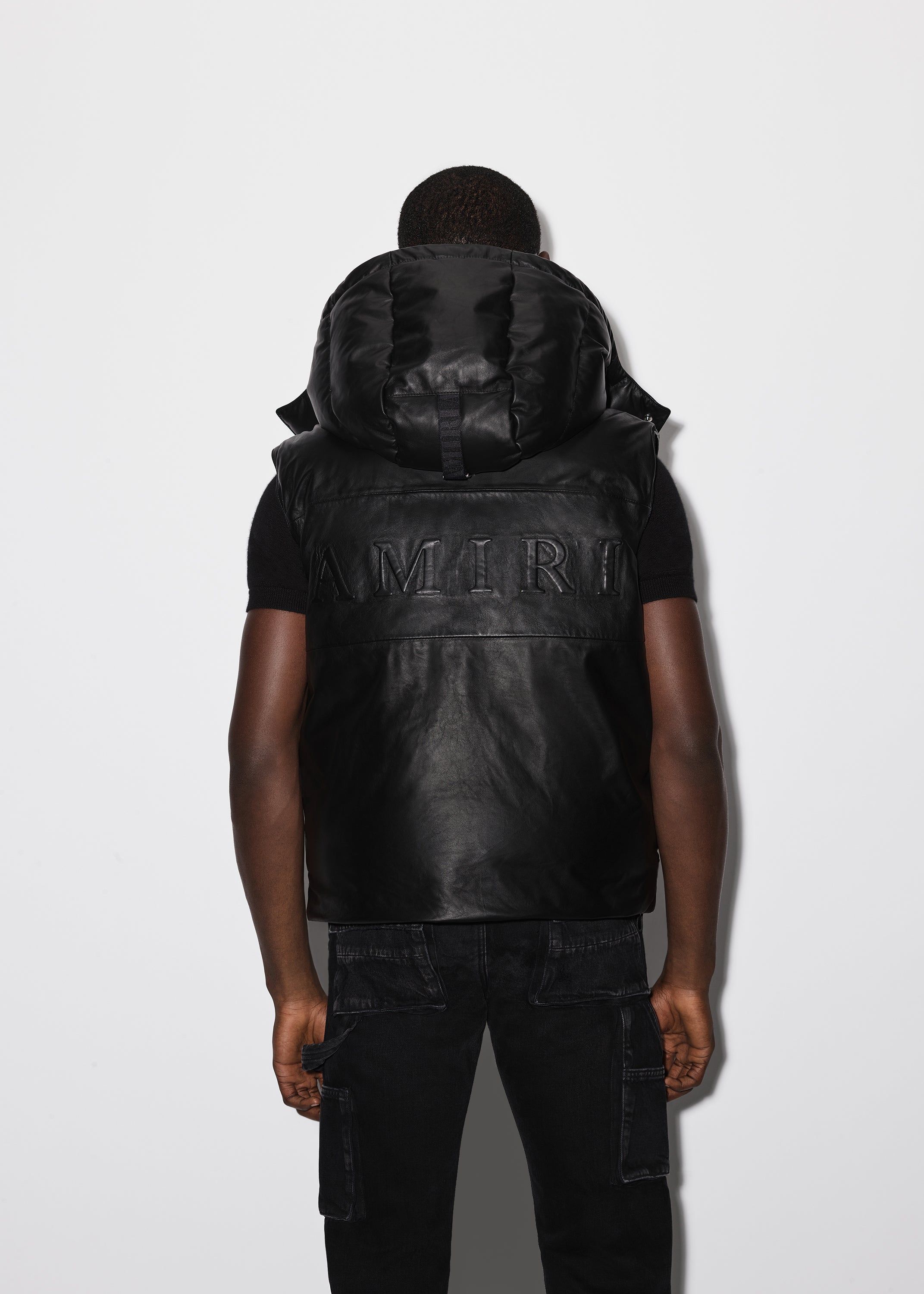 HOODED LEATHER DOWN GILET - BLACK sold by AMIRI product image thumbnail 5