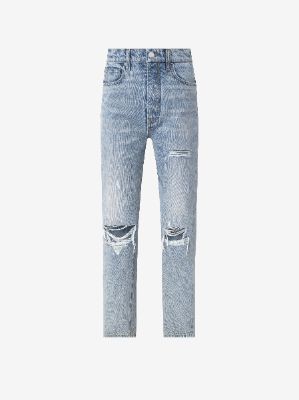 WOMEN - CROPPED STRAIGHT THRASHER JEAN - MEDIUM INDIGO sold by AMIRI