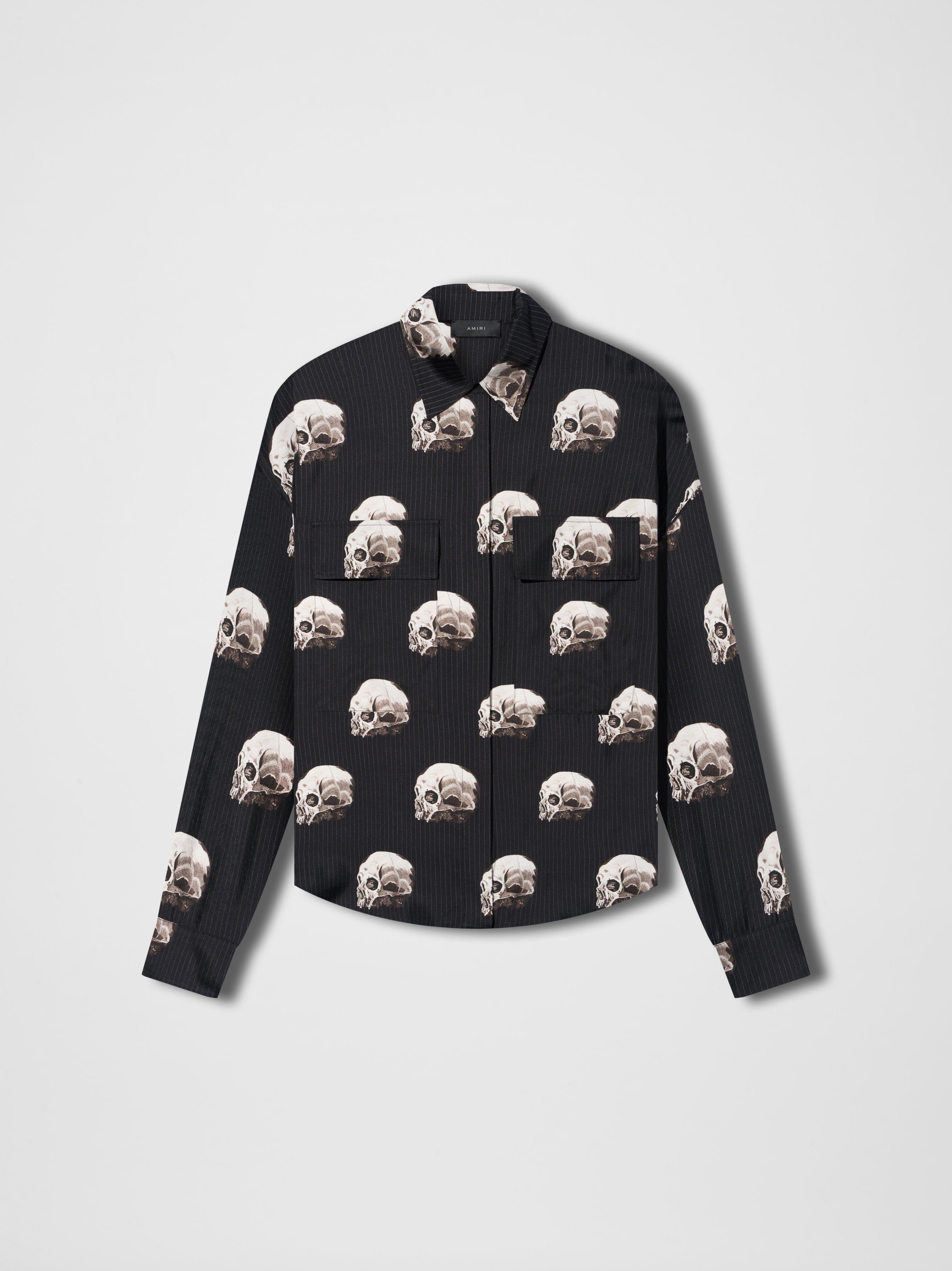 WOMEN - SKULL STRIPE LS BOWLING SHIRT - BLACK sold by AMIRI