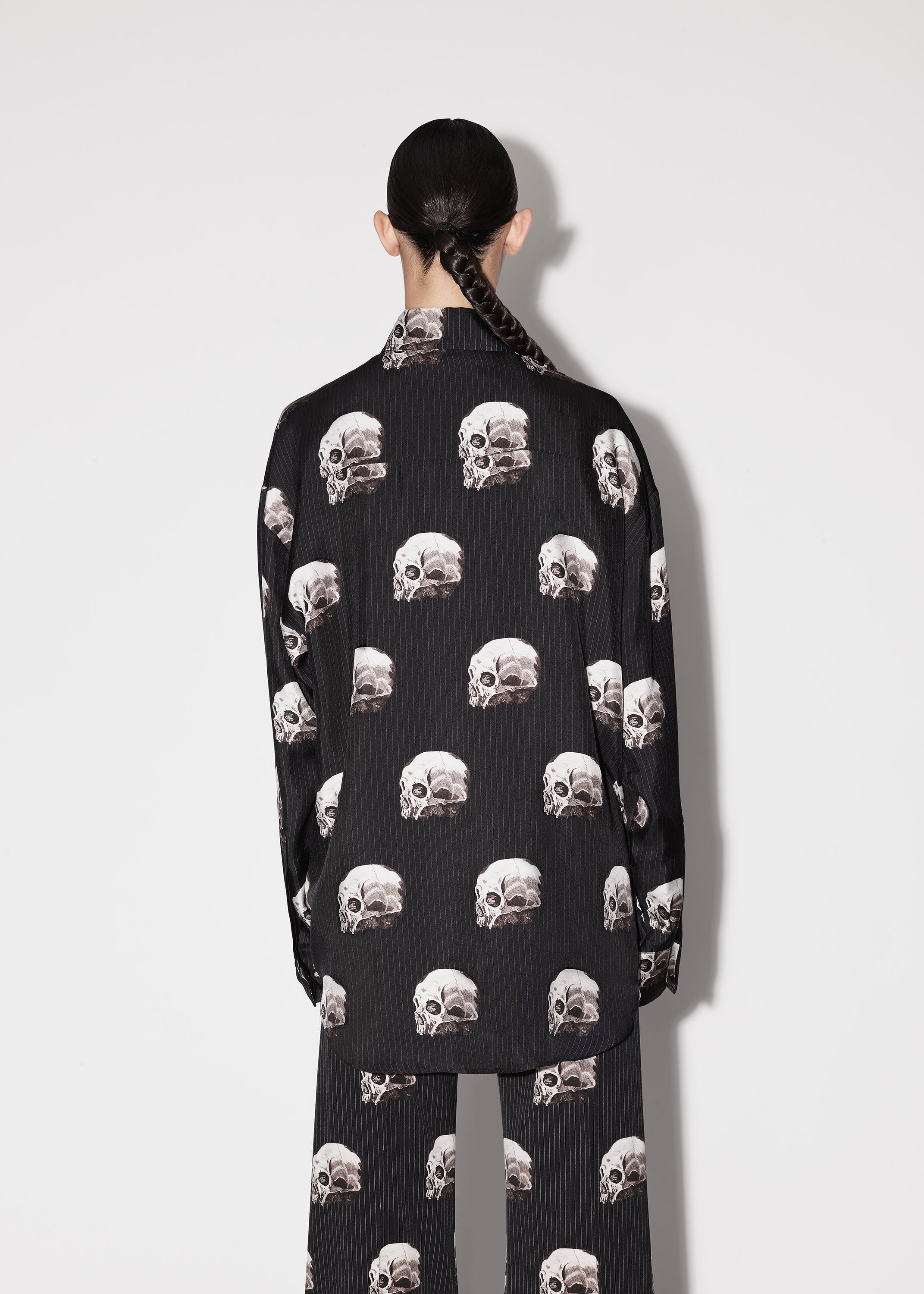 WOMEN - SKULL STRIPE LS BOWLING SHIRT - BLACK sold by AMIRI product image thumbnail 5