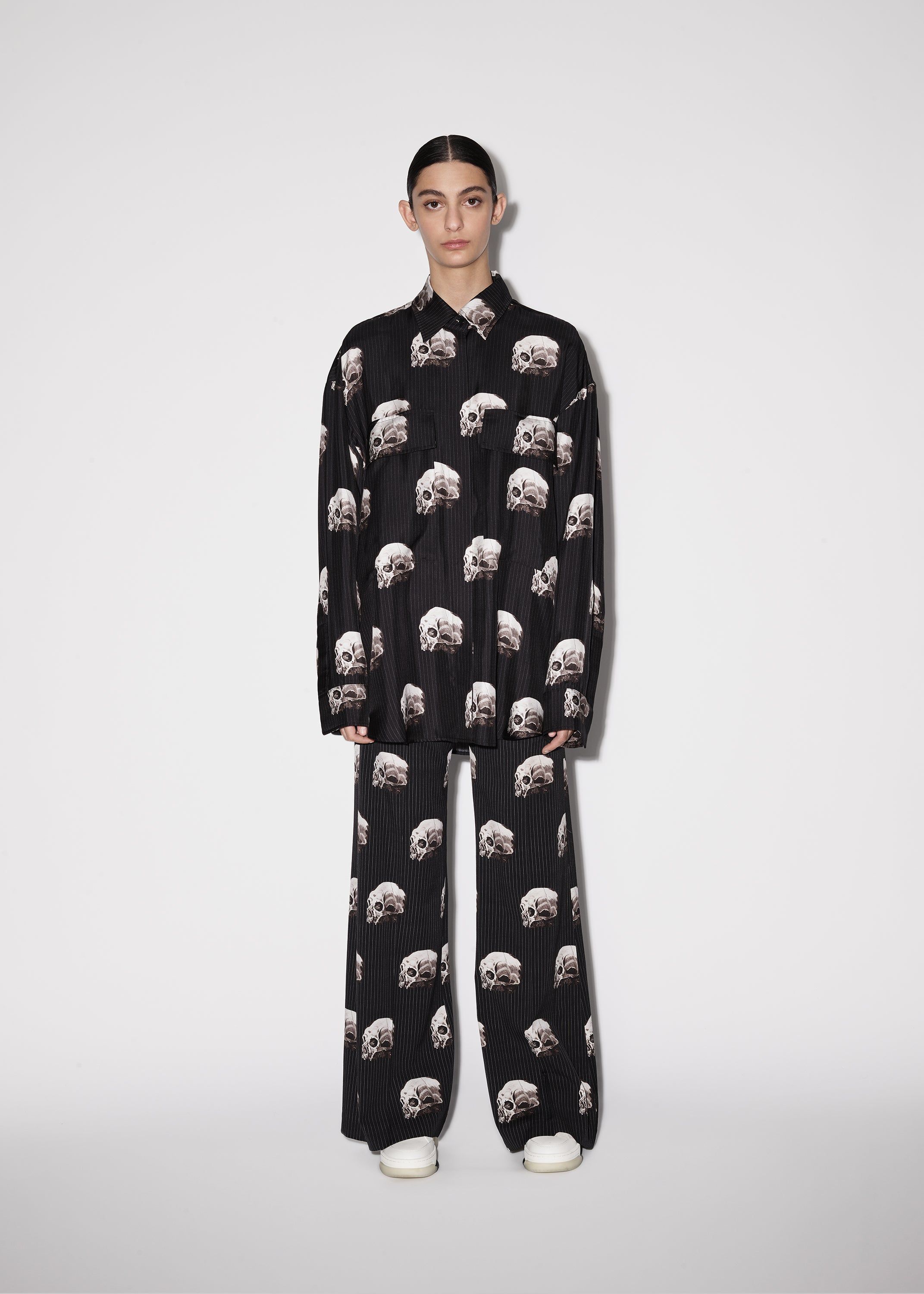 WOMEN - SKULL STRIPE LS BOWLING SHIRT - BLACK sold by AMIRI product image thumbnail 2