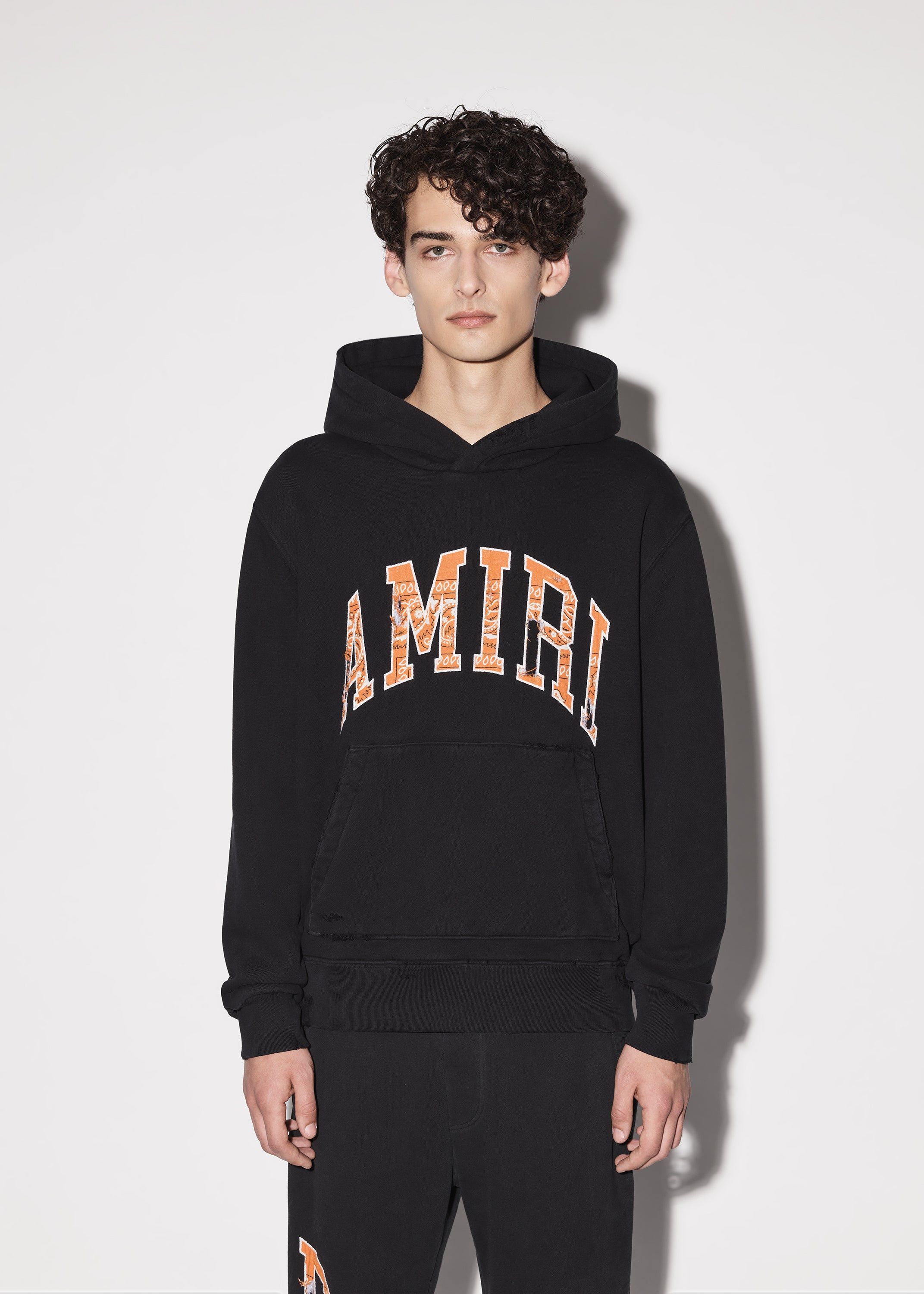 AMIRI BANDANA APPLIQUE HOODIE BLACK ORANGE Parallel
