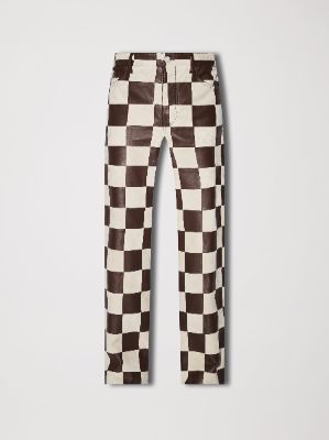 CHECKER 5 POCKET BAGGY PANT - ALABASTER / BROWN made by AMIRI