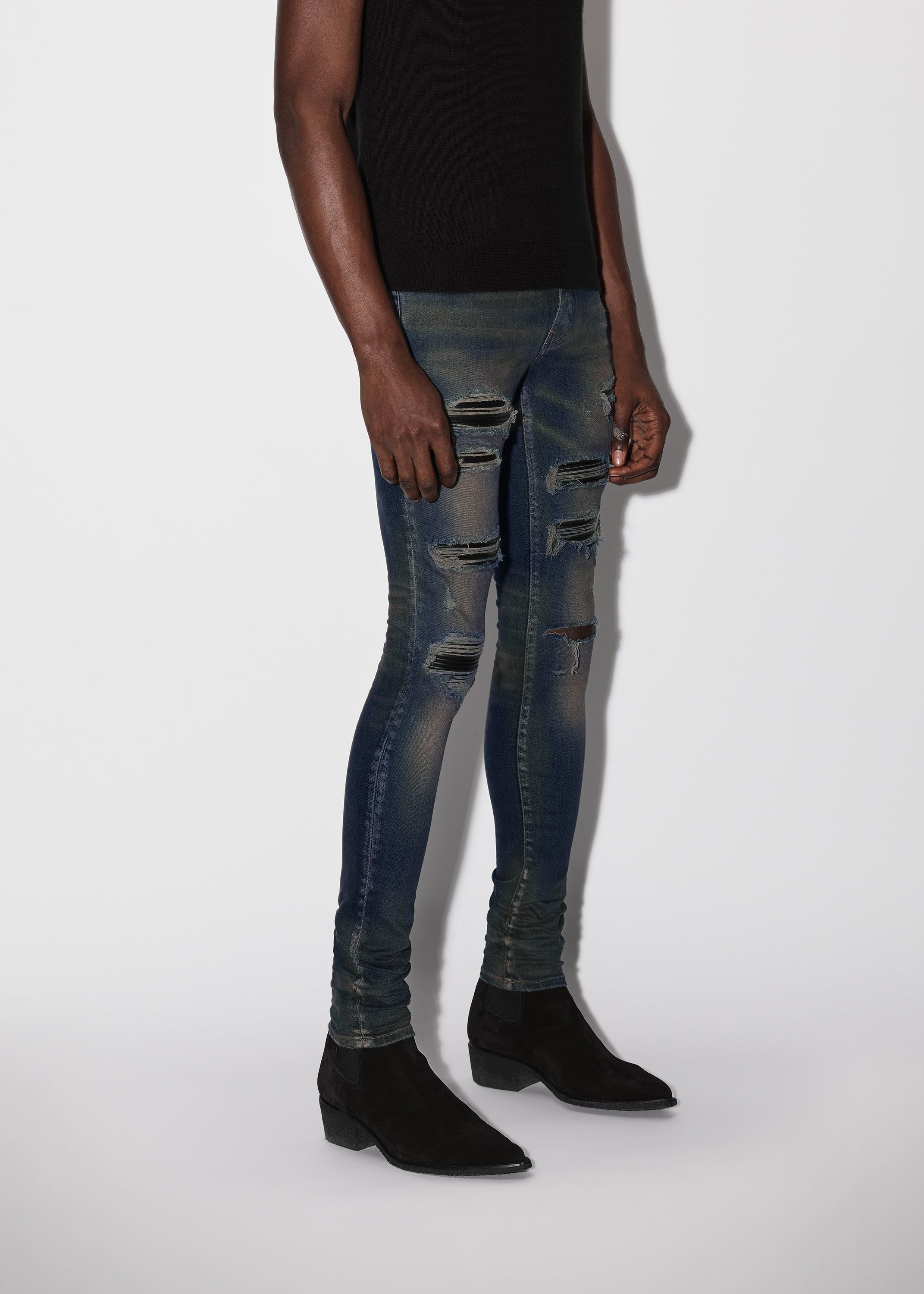 LEATHER THRASHER - DARK INDIGO sold by AMIRI product image thumbnail 3