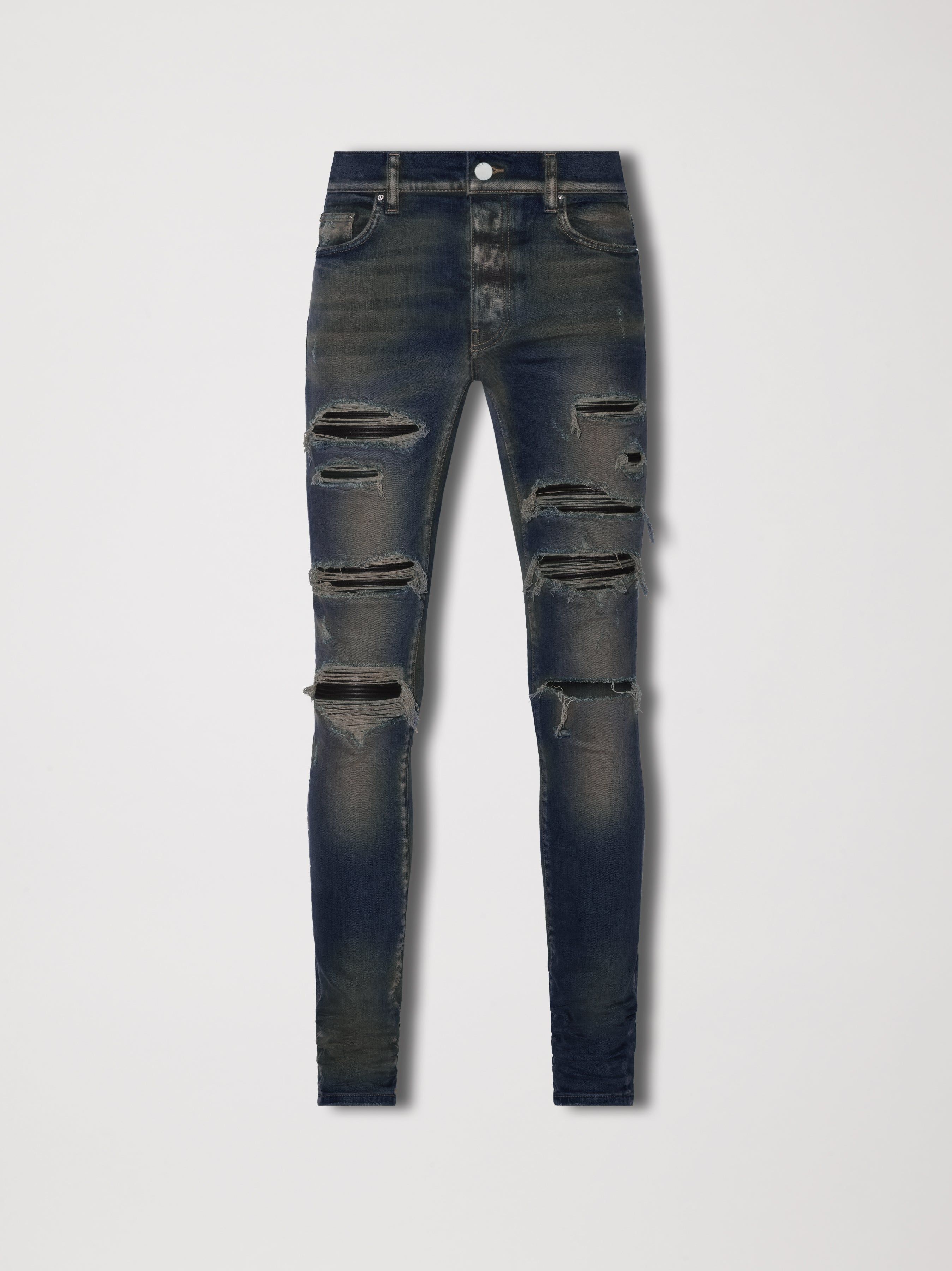 LEATHER THRASHER - DARK INDIGO sold by AMIRI