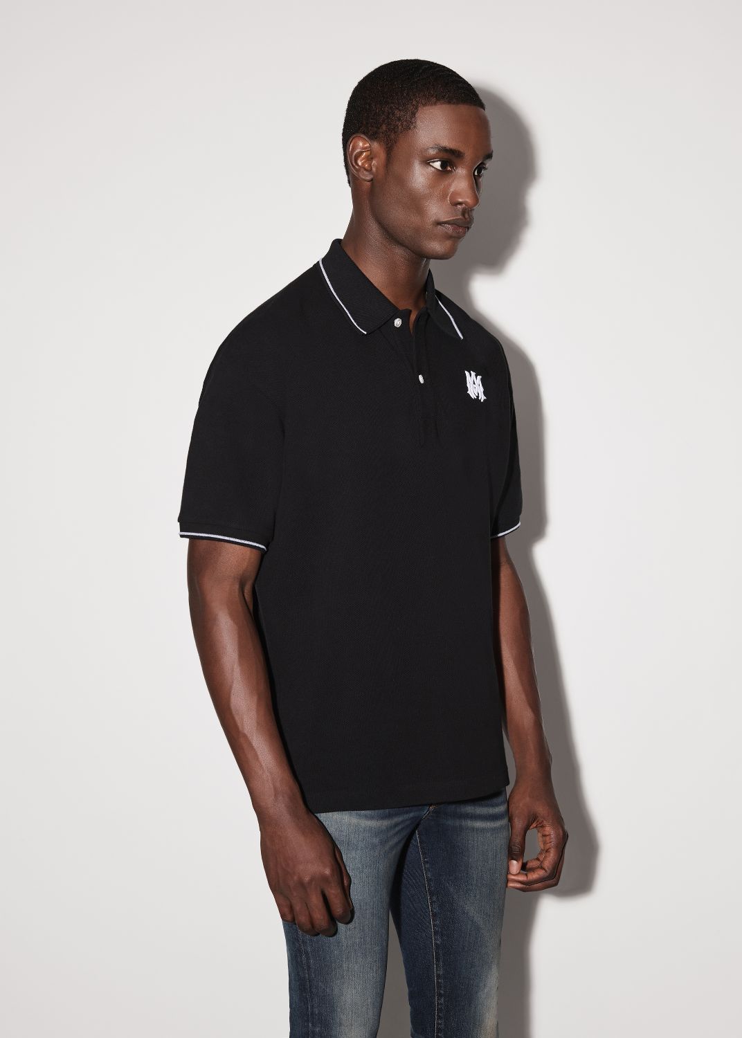 SOLID SHORT SLEEVE POLO - BLACK sold by AMIRI product image thumbnail 3