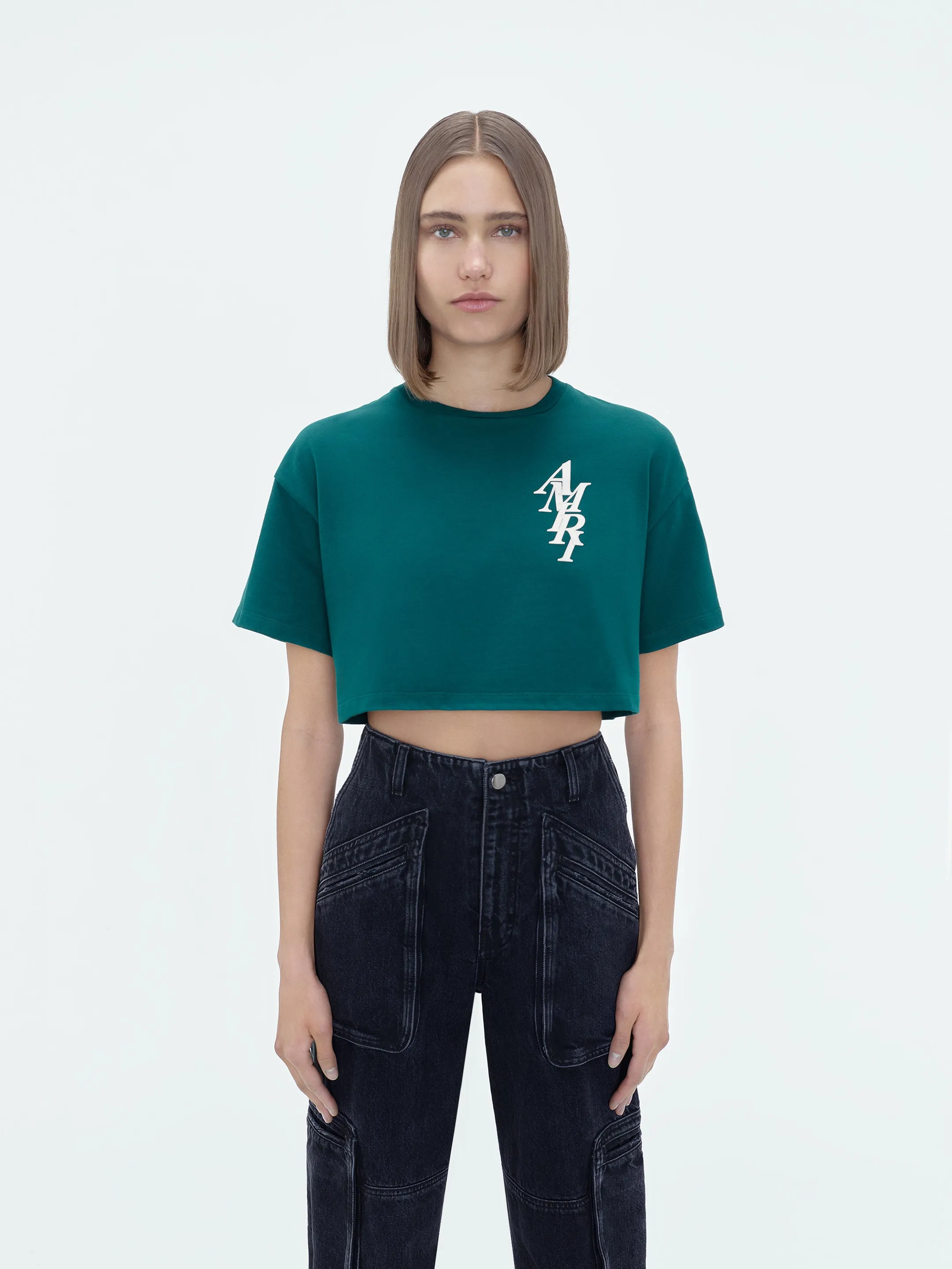WOMEN - AMIRI STACK CROPPED TEE - Rain Forest sold by AMIRI product image thumbnail 3