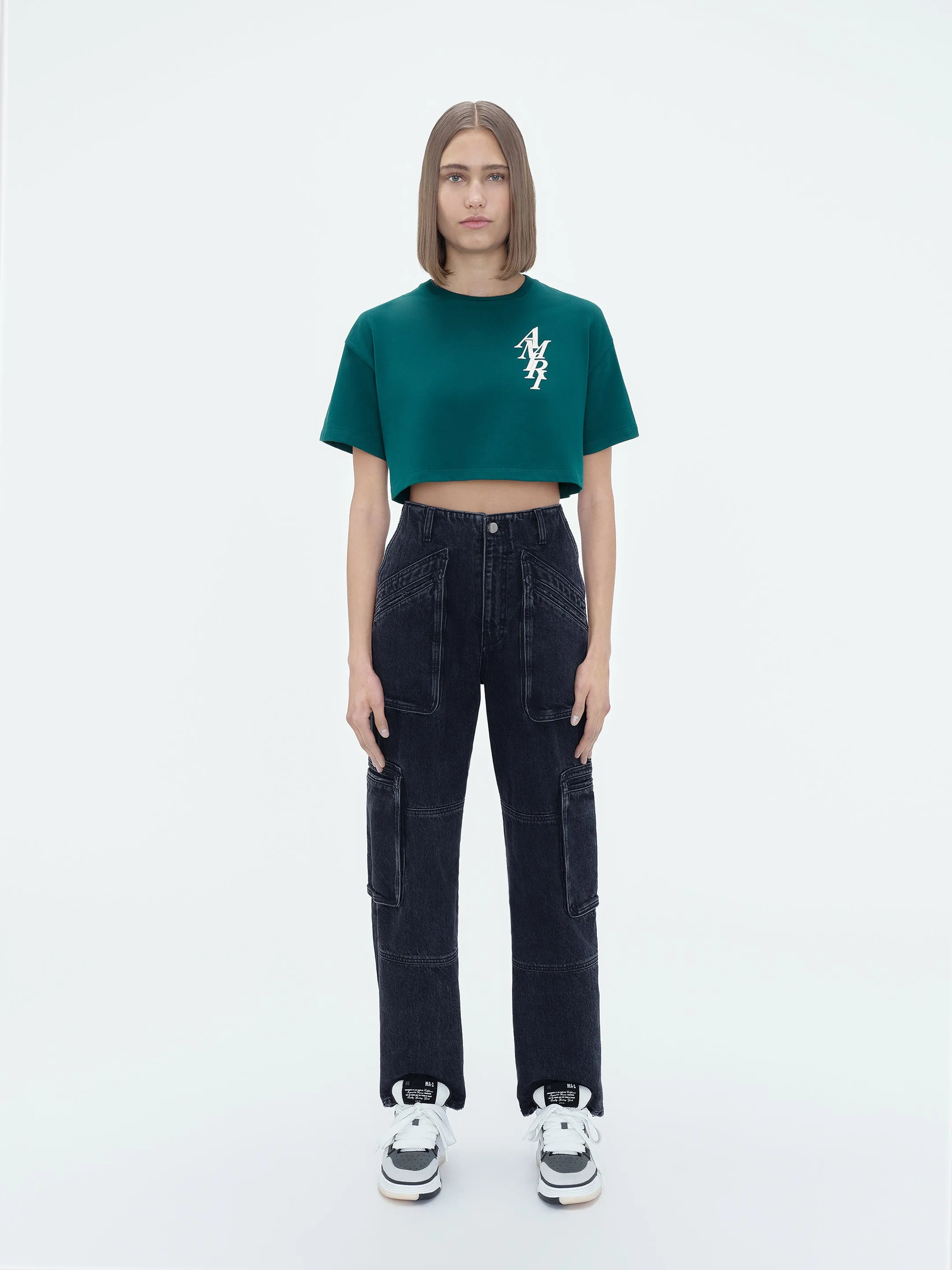 WOMEN - AMIRI STACK CROPPED TEE - Rain Forest sold by AMIRI product image thumbnail 2