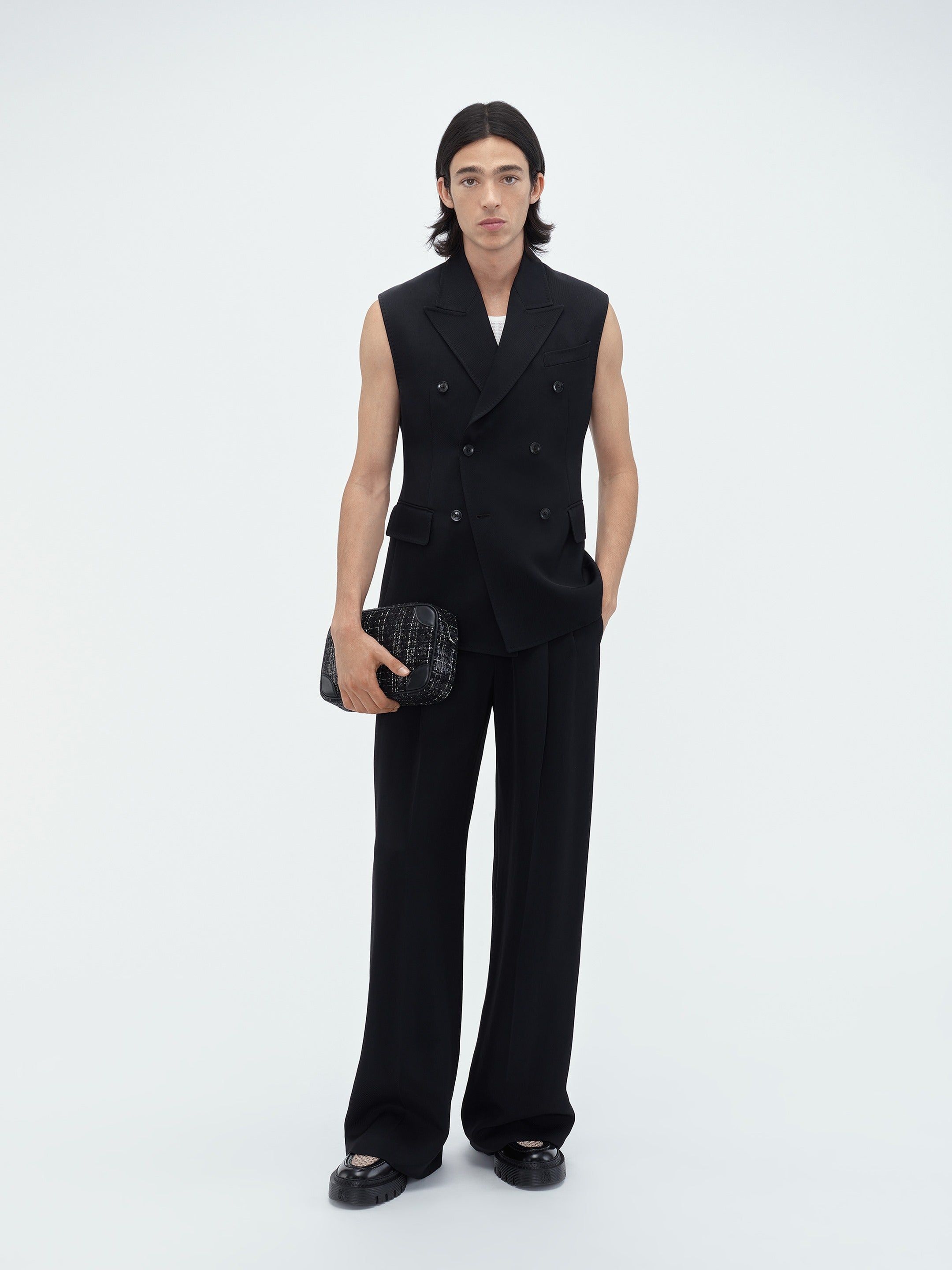 DOUBLE-BREASTED SLEEVELESS BLAZER - Stretch Limo sold by AMIRI product image thumbnail 2