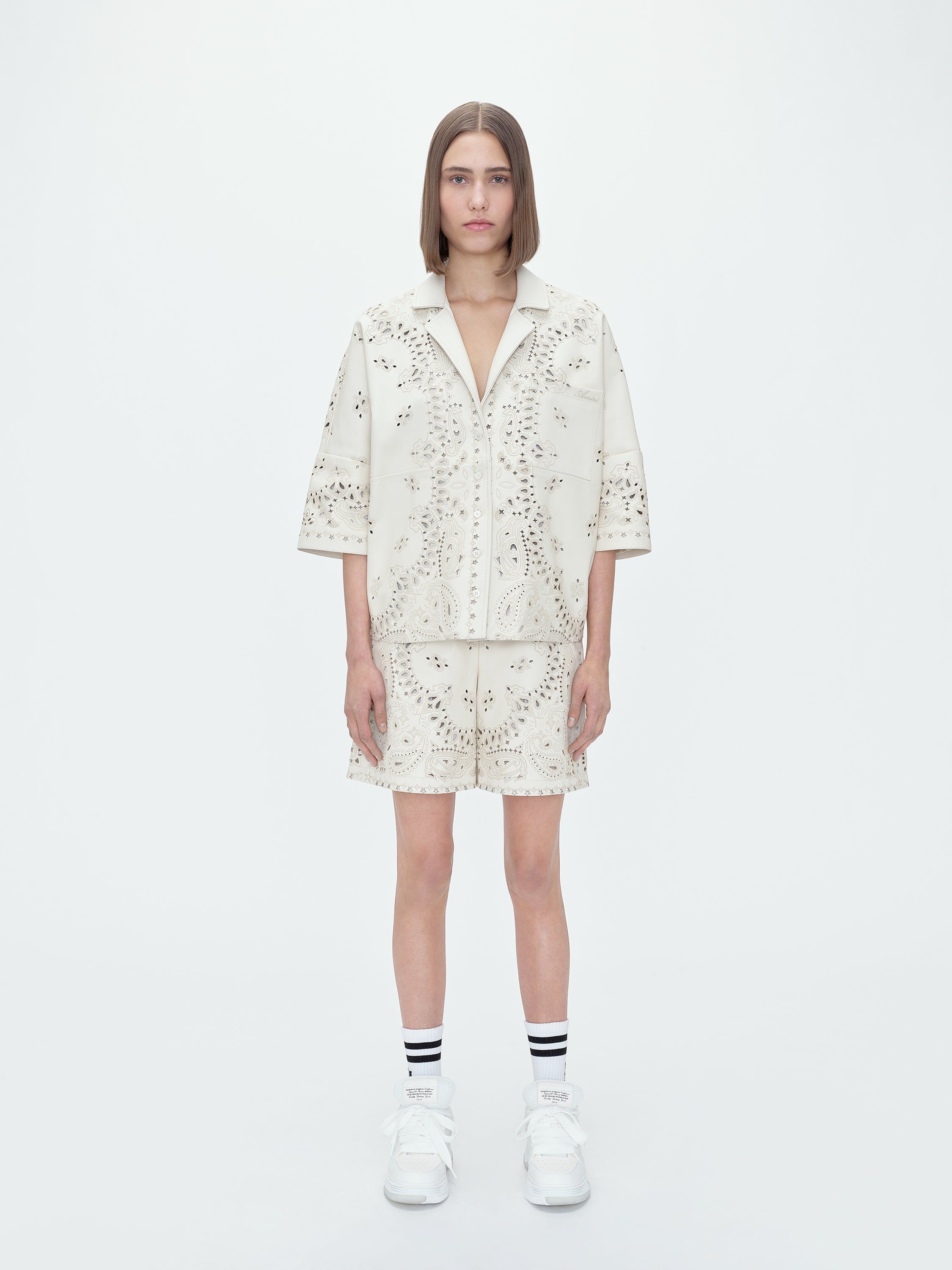 WOMEN - LEATHER BANDANA BOXER SHORT - ALABASTER sold by AMIRI product image thumbnail 2