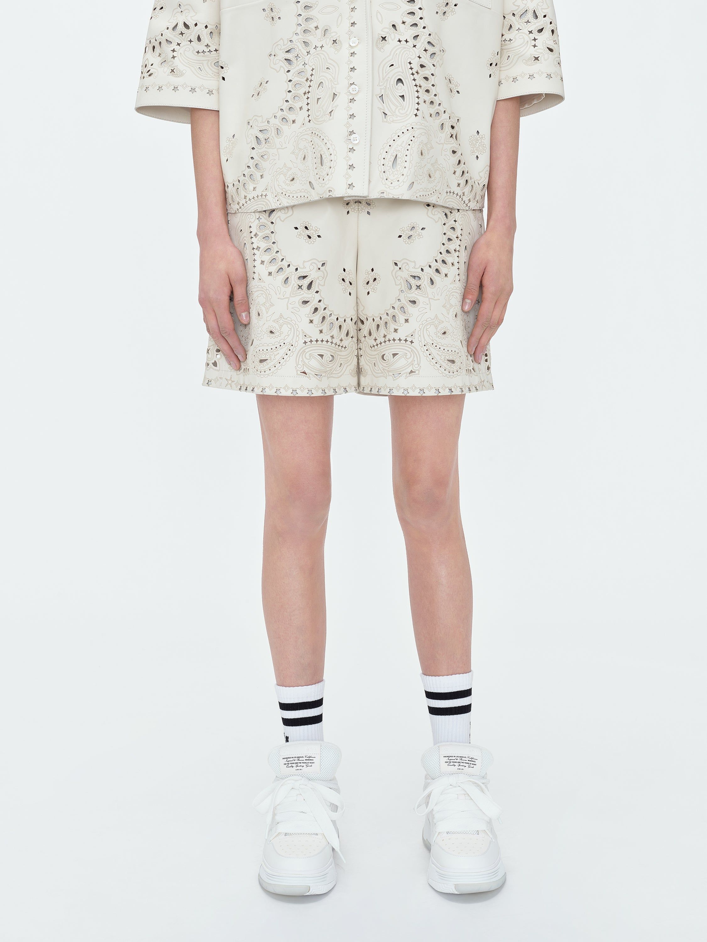 WOMEN - LEATHER BANDANA BOXER SHORT - ALABASTER sold by AMIRI product image thumbnail 3