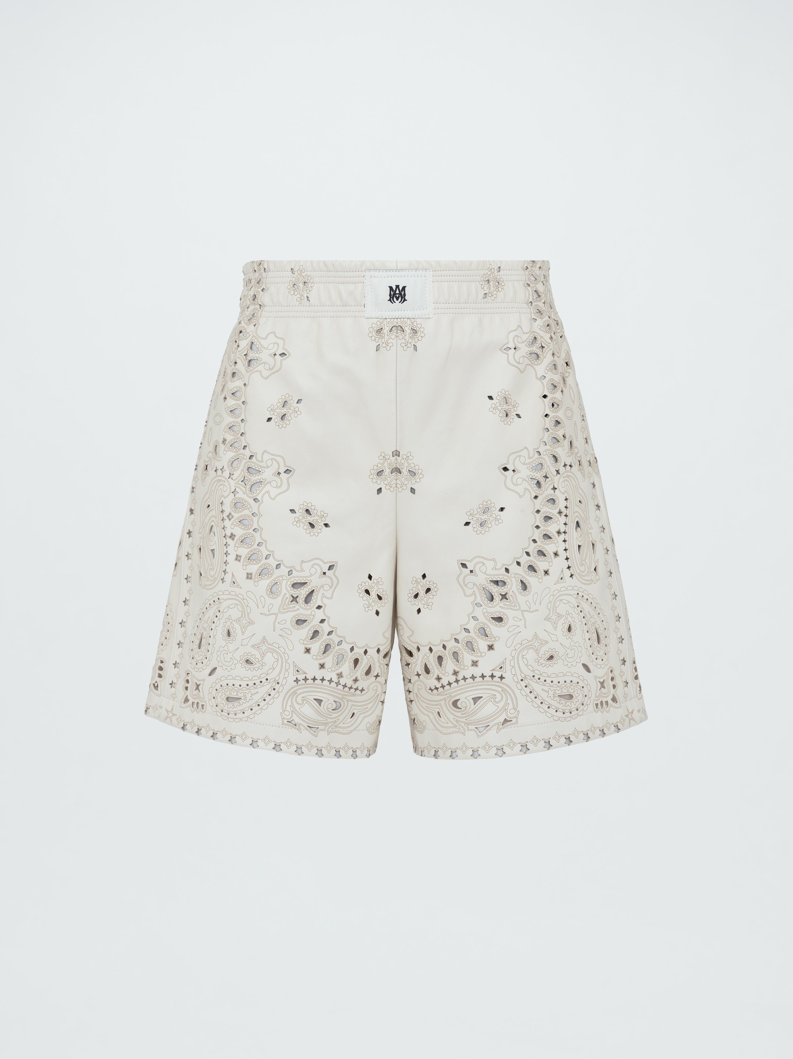 WOMEN - LEATHER BANDANA BOXER SHORT - ALABASTER sold by AMIRI