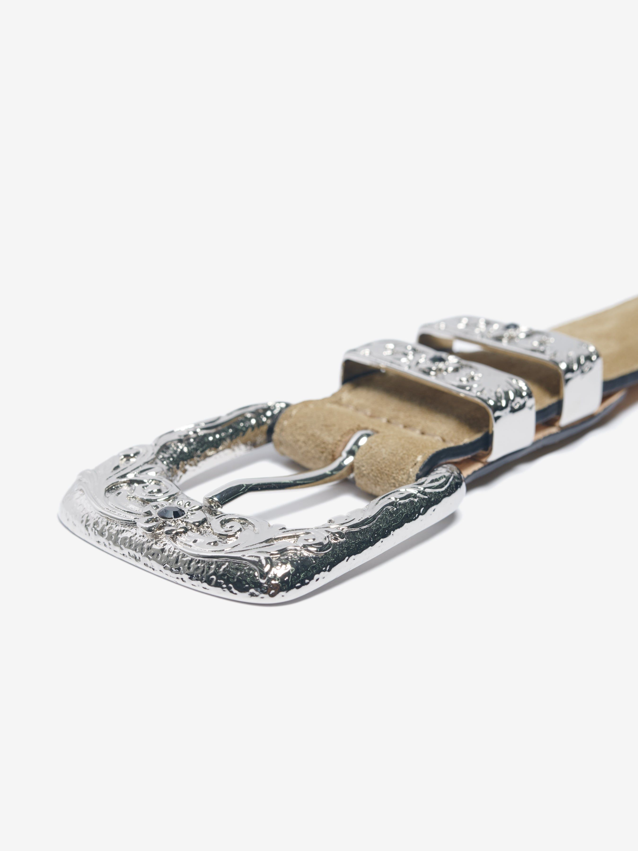 Engraved Buckle Suede Belt - Beige sold by AMIRI product image thumbnail 4