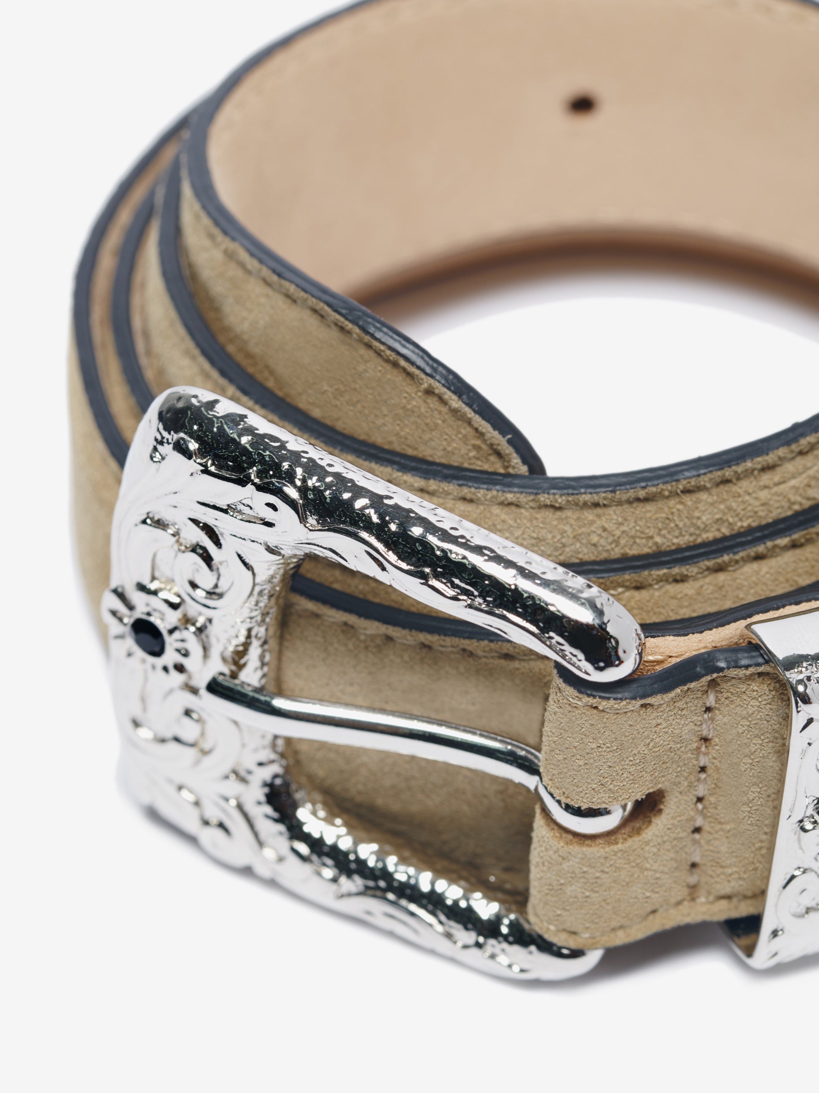 Engraved Buckle Suede Belt - Beige sold by AMIRI product image thumbnail 2