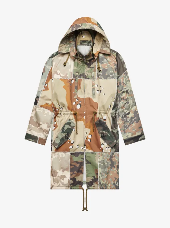 LONG HOODED PARKA - Camo sold by AMIRI