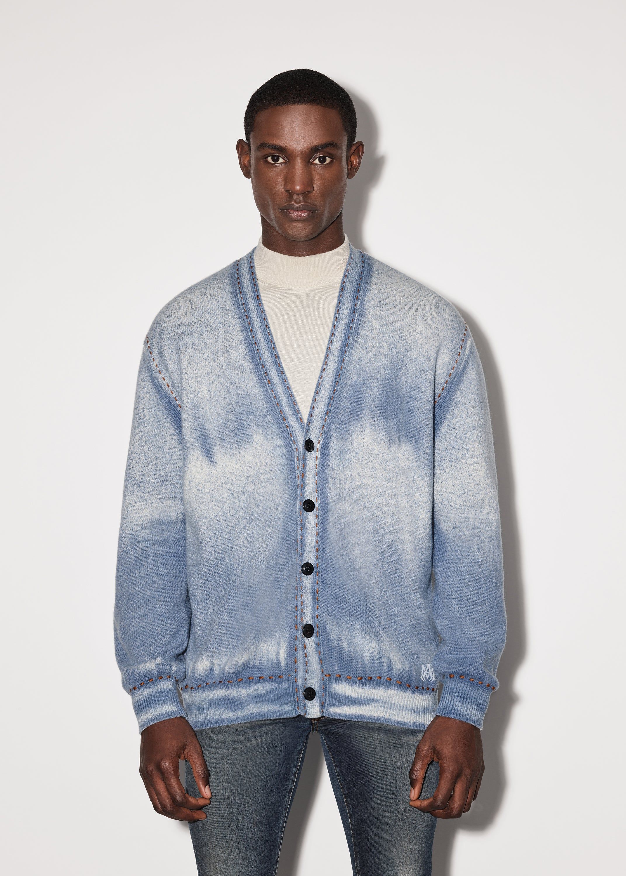 PIGMENT SPRAY CARDIGAN - DUSTY BLUE sold by AMIRI product image thumbnail 3