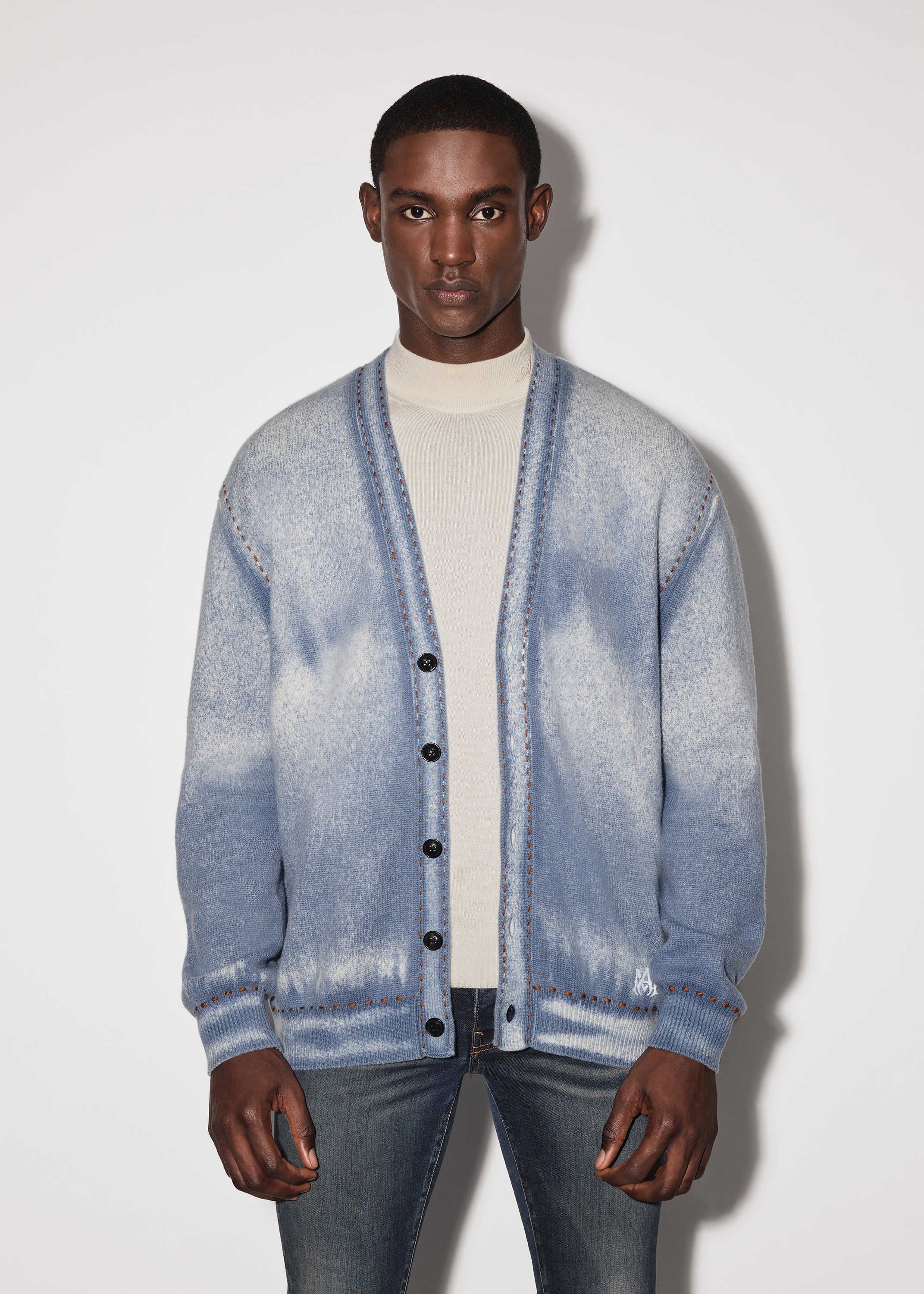PIGMENT SPRAY CARDIGAN - DUSTY BLUE sold by AMIRI product image thumbnail 4