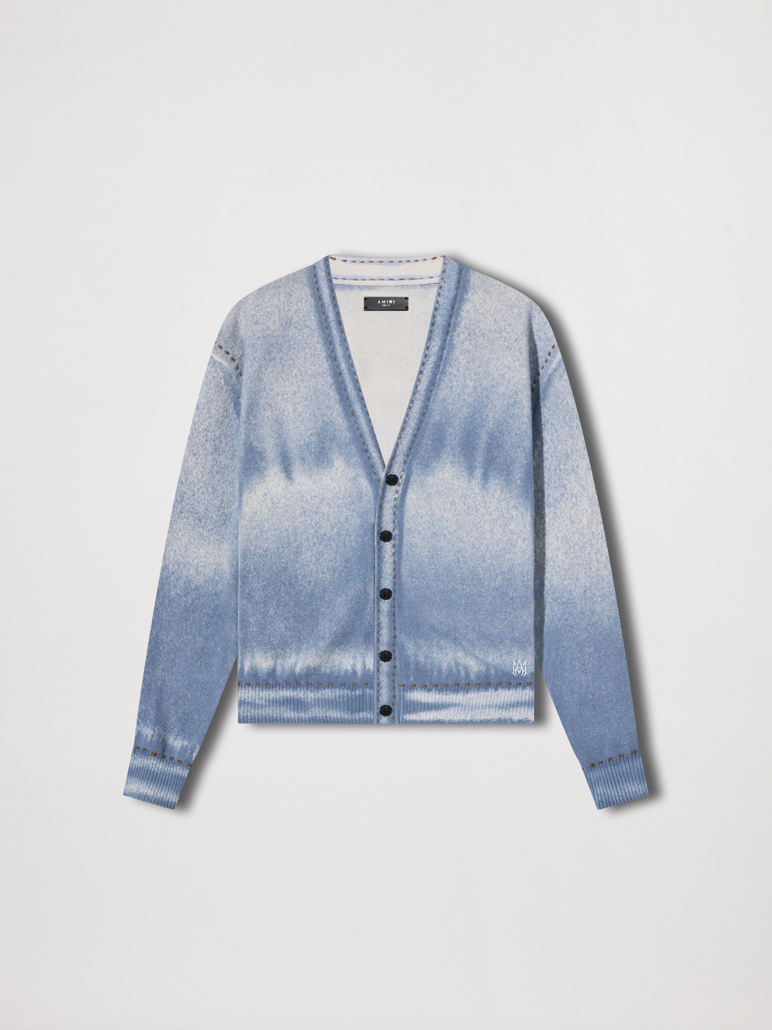 PIGMENT SPRAY CARDIGAN - DUSTY BLUE sold by AMIRI