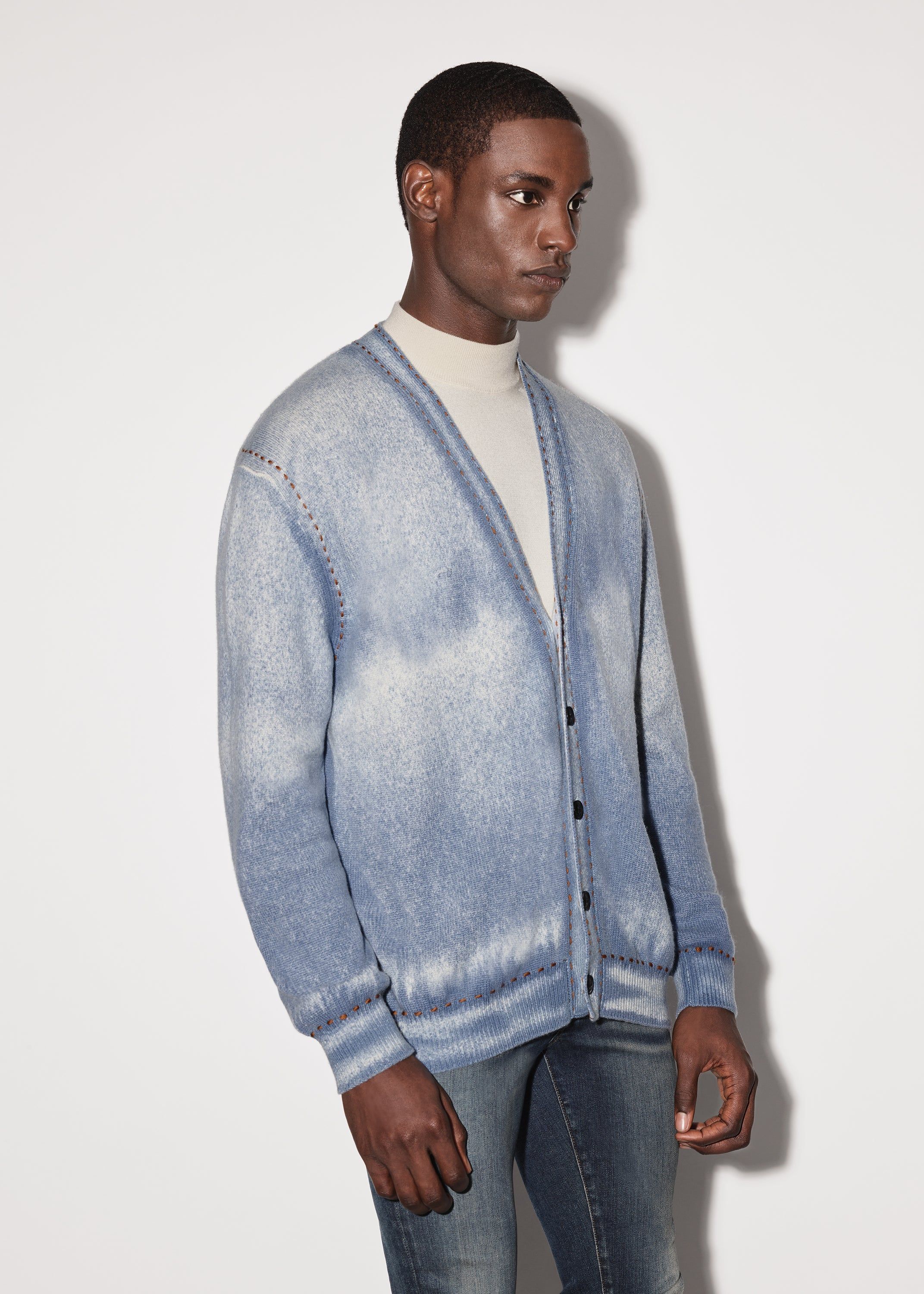 PIGMENT SPRAY CARDIGAN - DUSTY BLUE sold by AMIRI product image thumbnail 5