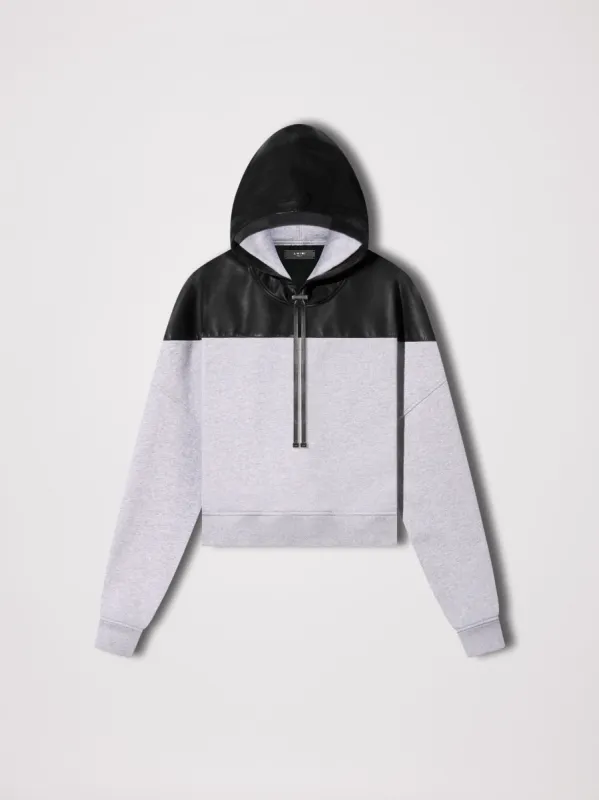 WOMEN - LEATHER HYBRID HOODIE - HEATHER GREY made by AMIRI