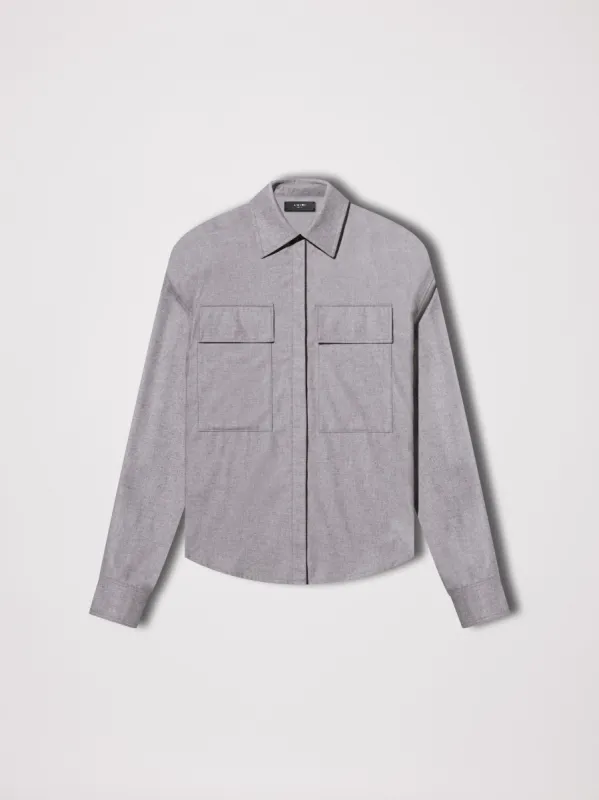 WOMEN - CASHMERE WORKWEAR SHIRT - HEATHER GREY sold by AMIRI