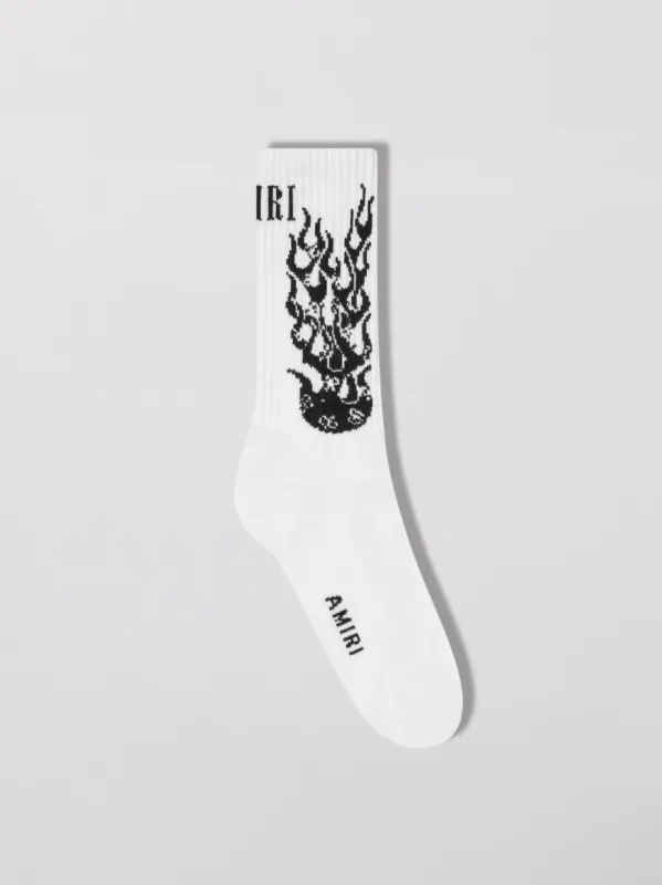 FLAMES SOCKS - WHITE sold by AMIRI