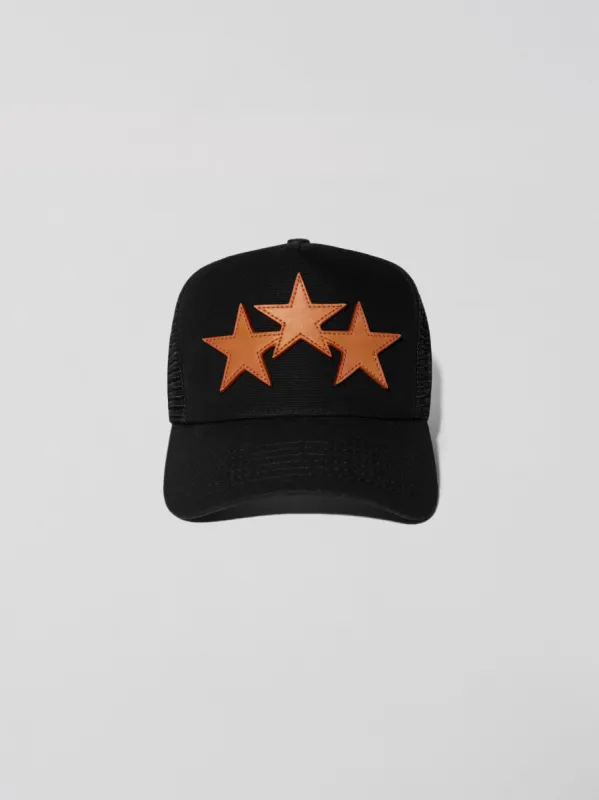 3 STAR TRUCKER HAT - BLACK / ORANGE sold by AMIRI