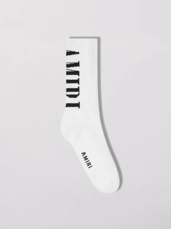 VERTICAL CORE LOGO SOCKS - WHITE sold by AMIRI