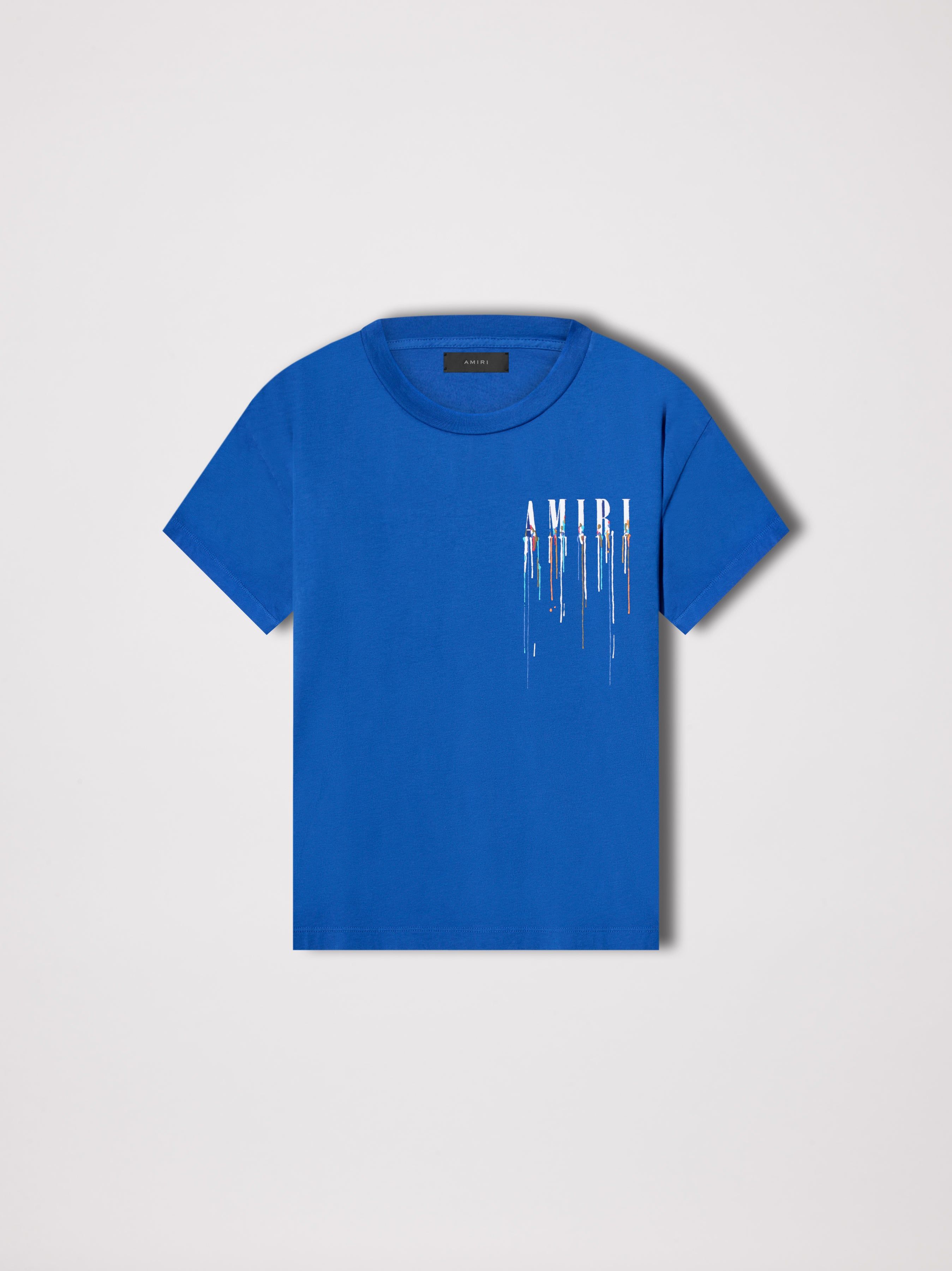AMIRI♦視線を奪う一枚♪ オーバーラップロゴ ブルーT PAINT DRIP CORE LOGO TEE - BLUE / WHITE | Parallel
