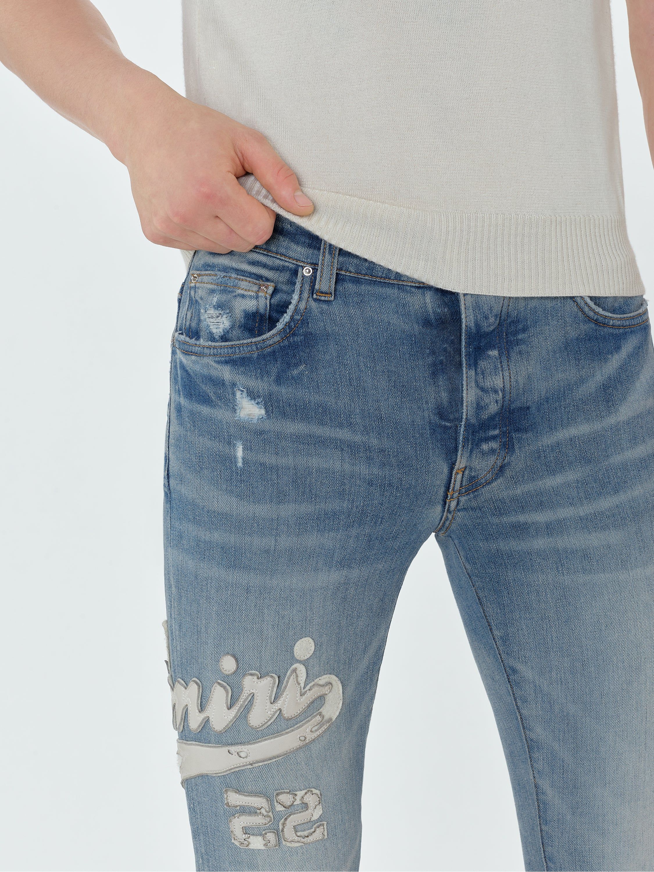 VARSITY APPLIQUE LOGO JEAN - CLAY INDIGO sold by AMIRI product image thumbnail 5