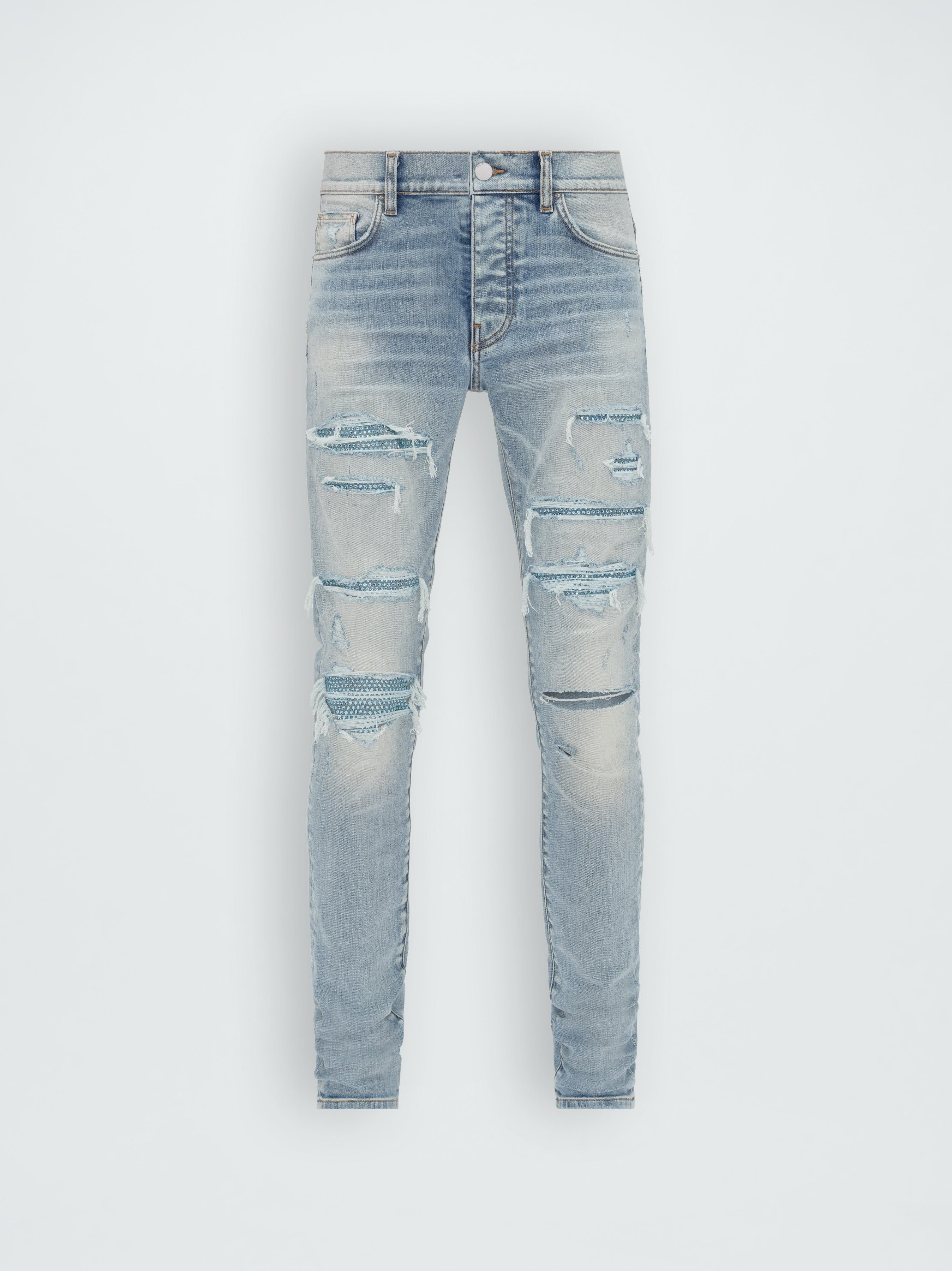 CRYSTAL THRASHER JEAN - FADED INDIGO sold by AMIRI