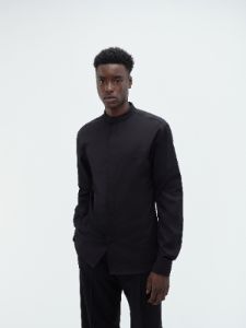 MANDARIN POPLIN SHIRT-BLACK sold by AMIRI